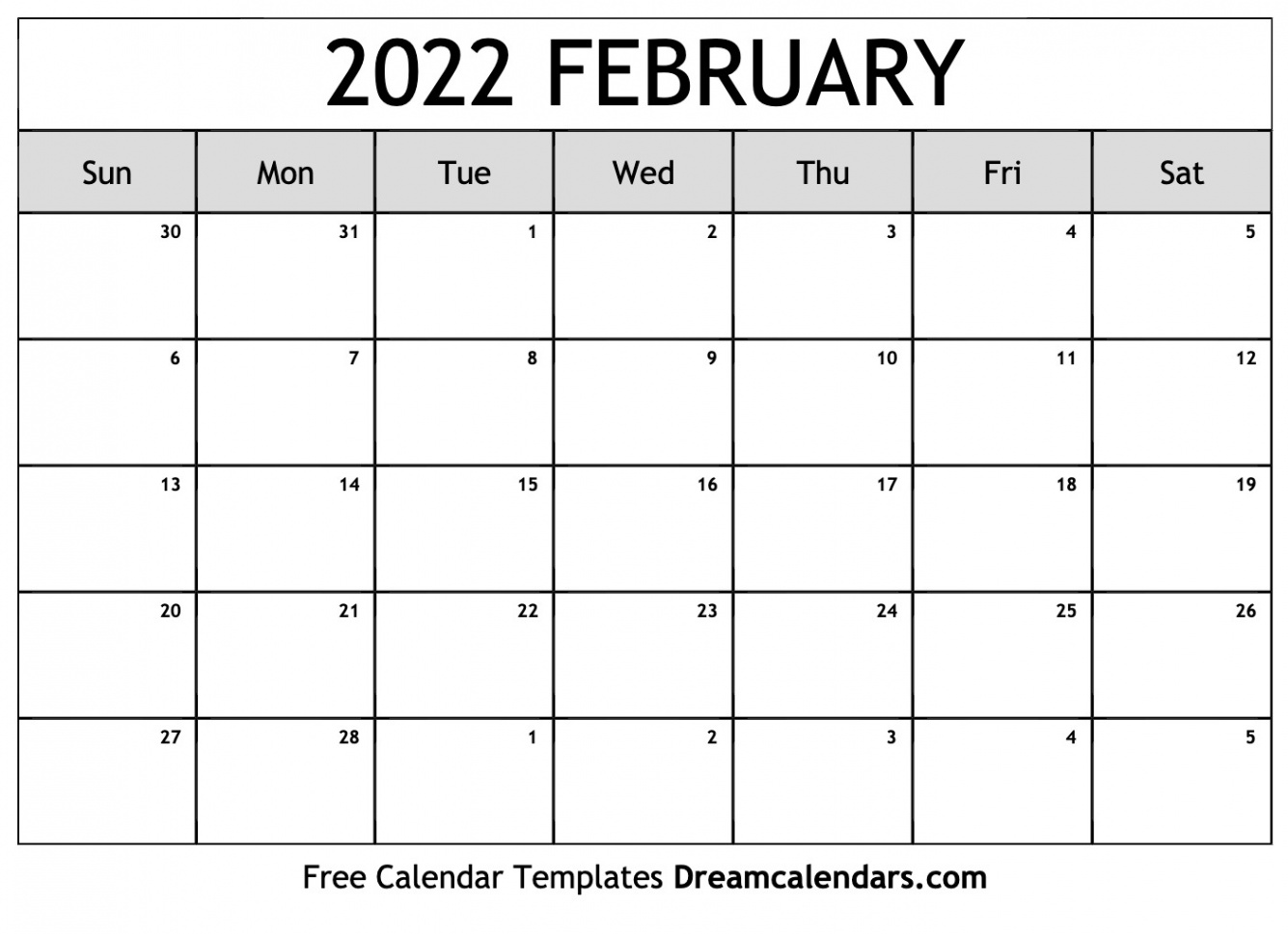 February  calendar  Free blank printable with holidays