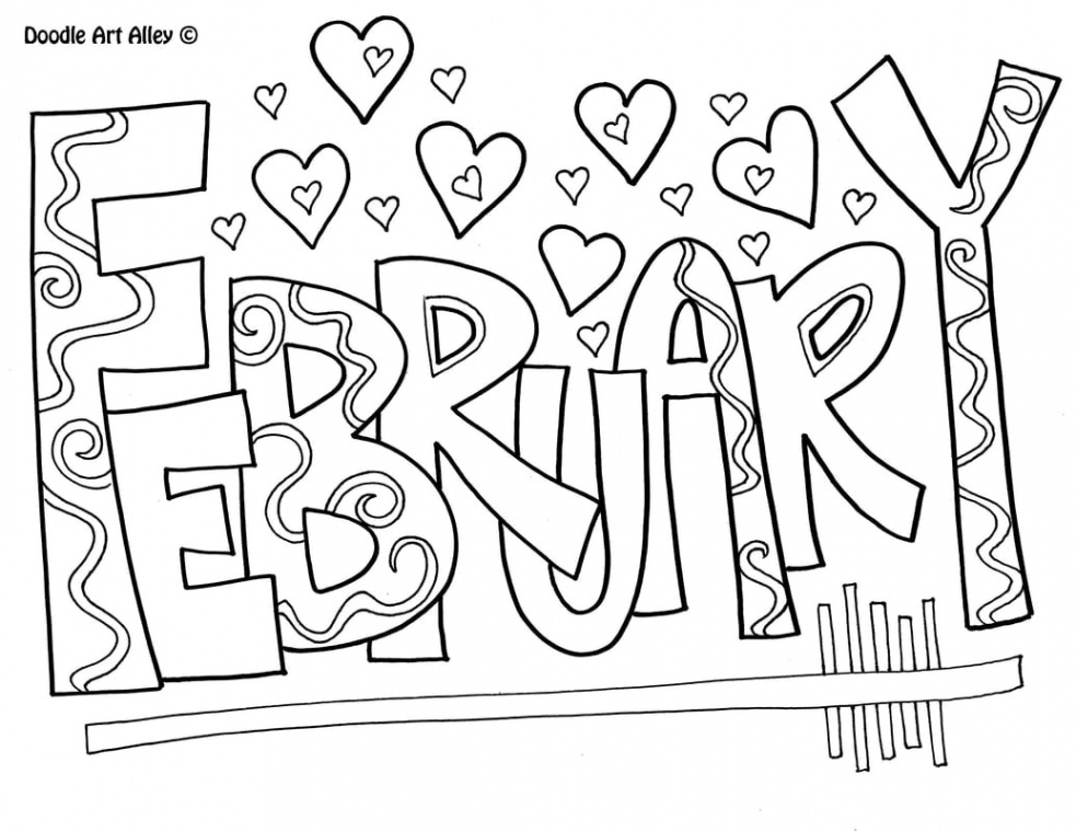 February Coloring Pages - DOODLE ART ALLEY