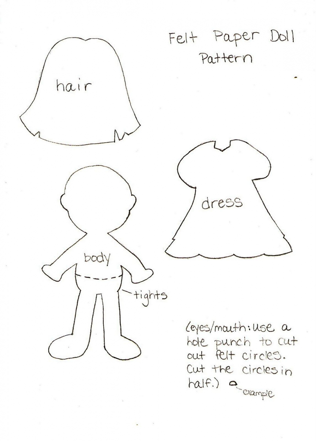 Felt Paper Doll Pattern  Doll patterns free, Paper doll template