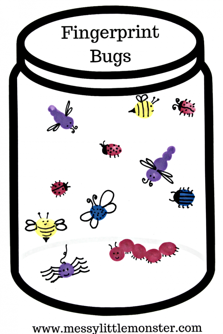 Fingerprint Bug Jar Craft  Preschool art projects, Insects