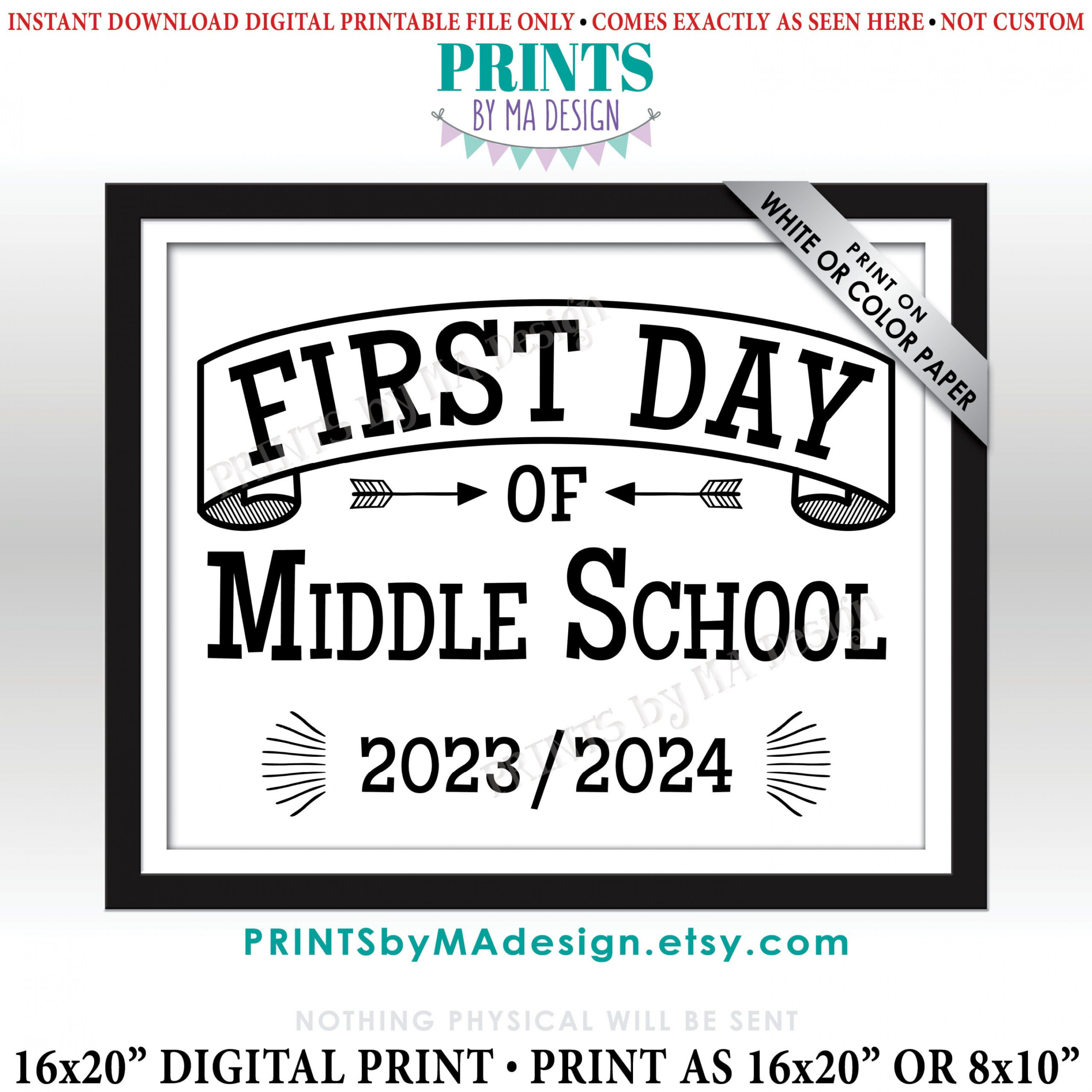 First Day of Middle School Sign - Dated PRINTABLE - Etsy