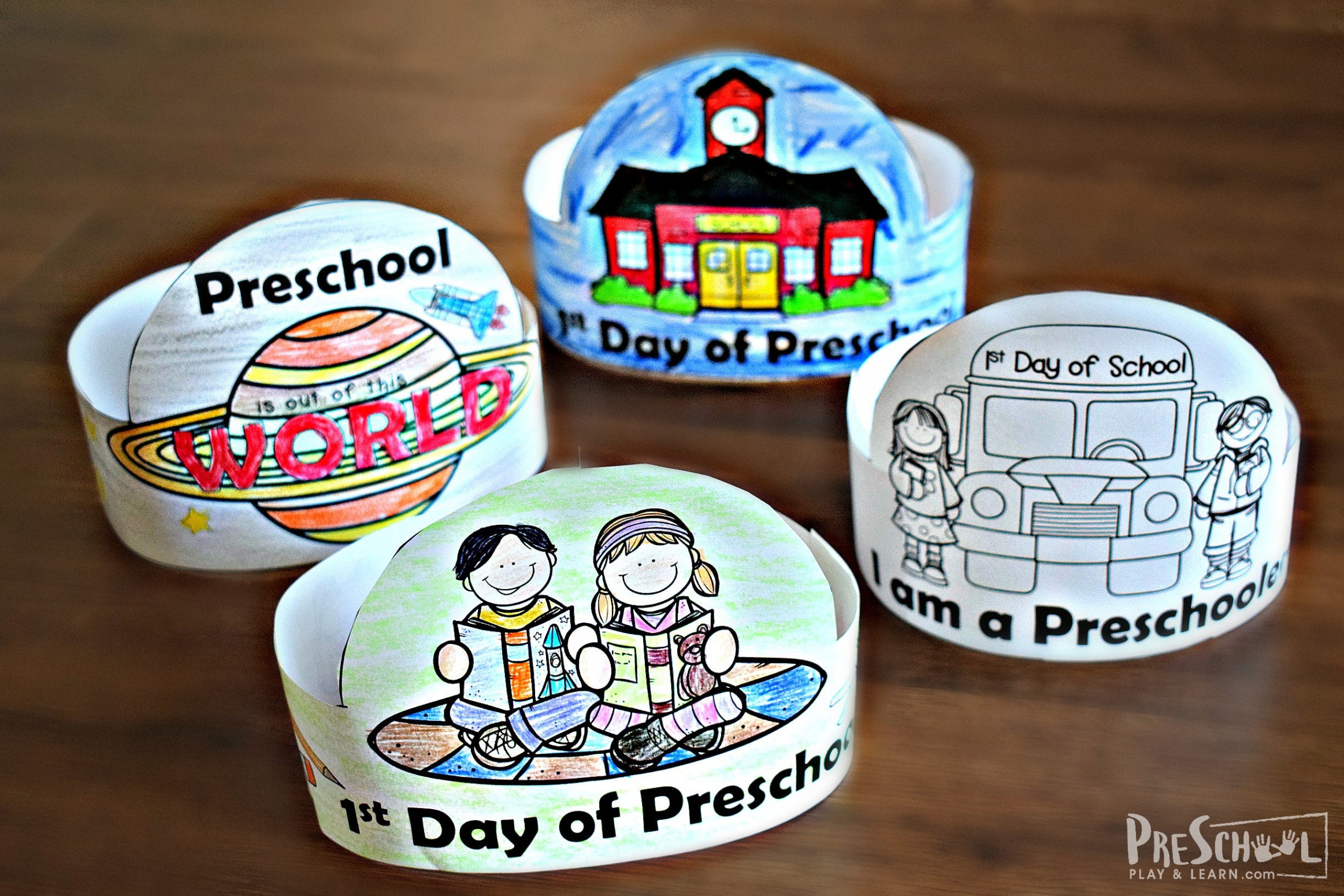 First Day of Preschool Back to School Hats - FREE Printable