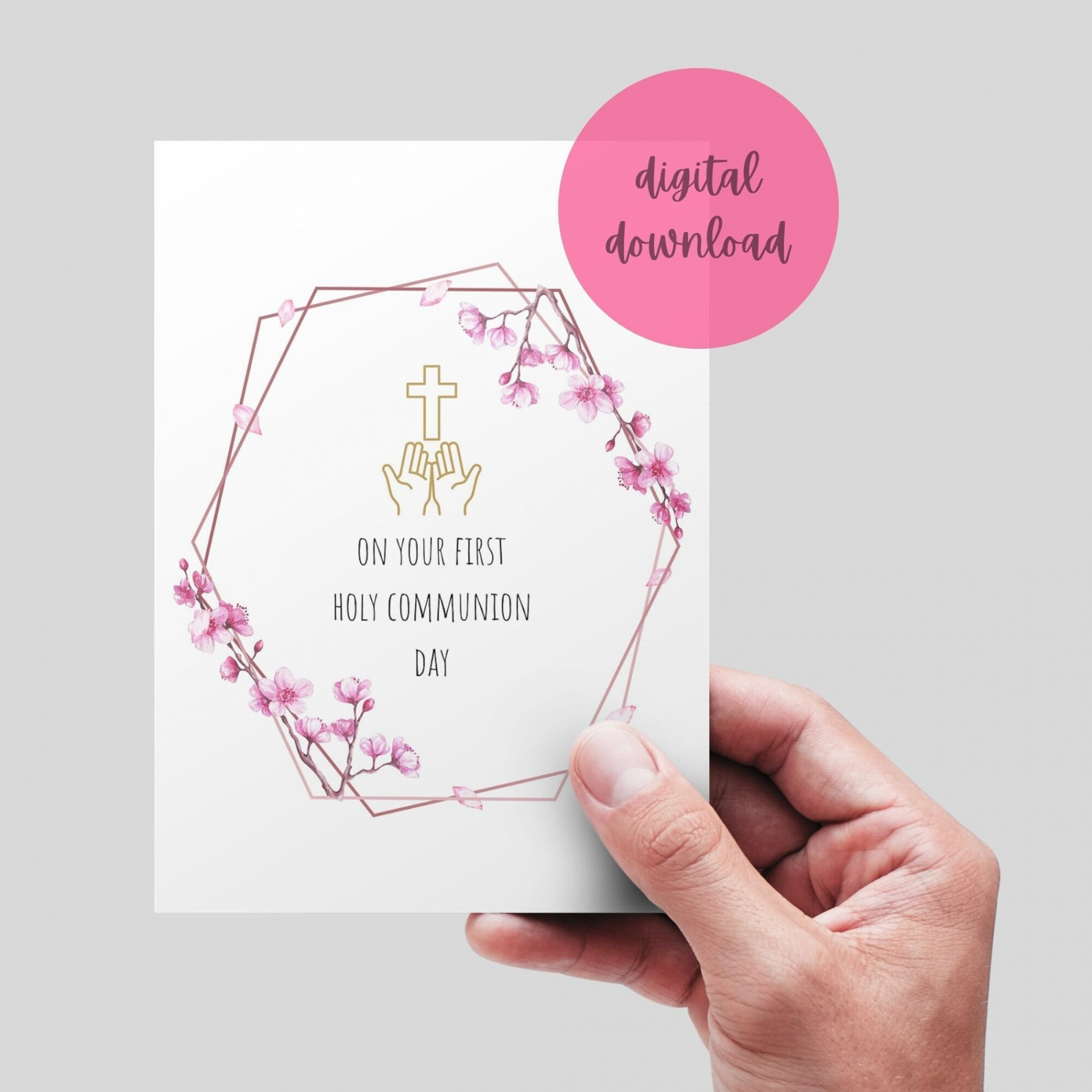 First Holy Communion Card Printable Catholic Communion Card - Etsy