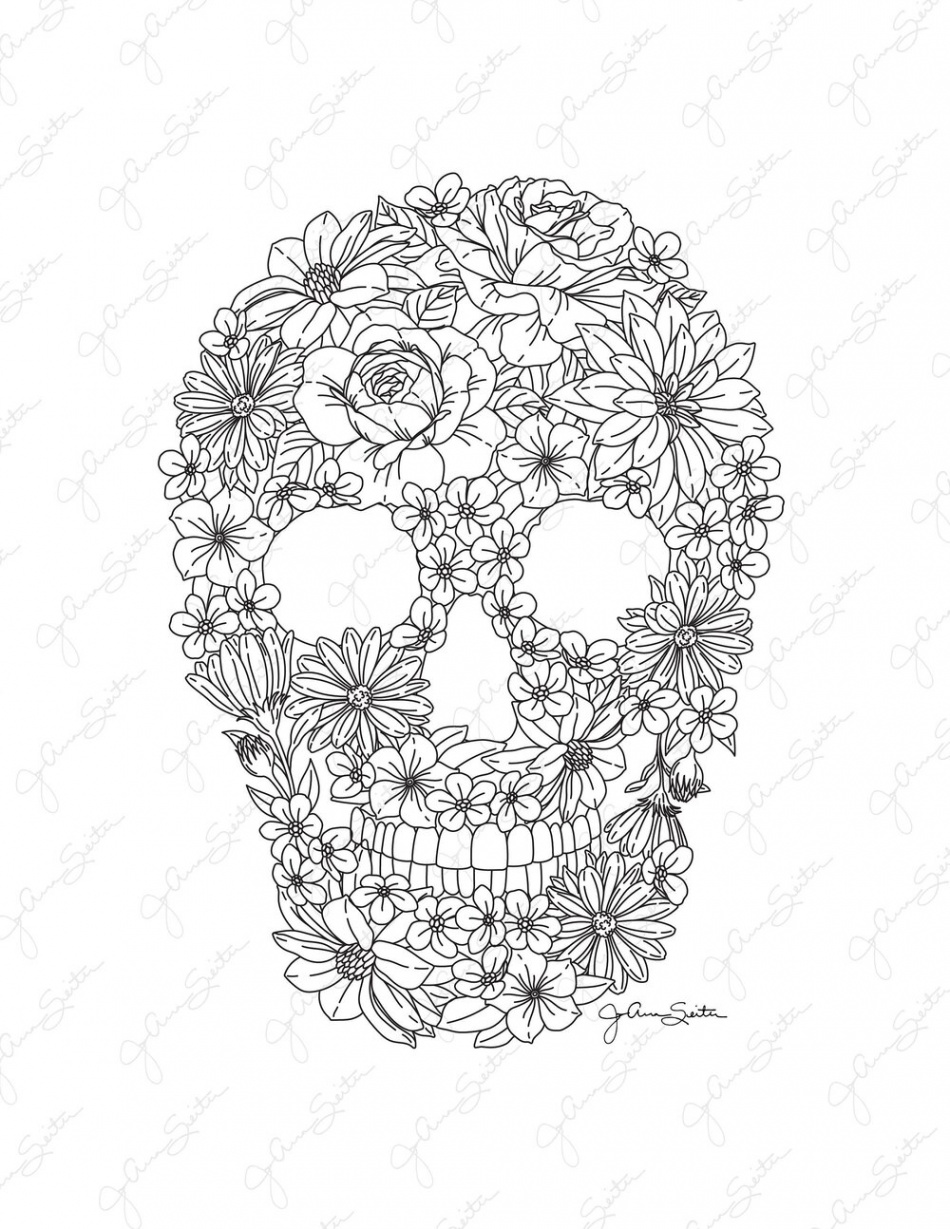 Floral Skull Coloring Pages, Set of  Printable Coloring Sheets — JoAnna  Seiter