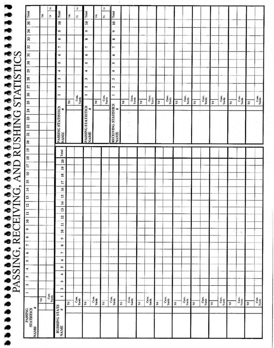 Football stat sheets and forms