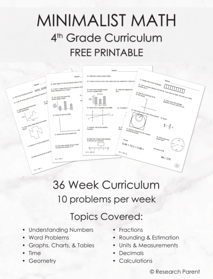 Fourth Grade Minimalist Math Curriculum - ResearchParent