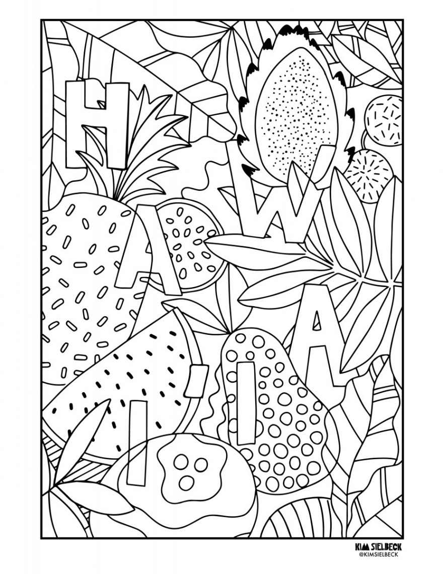 Free Adult Coloring Pages From Hawai