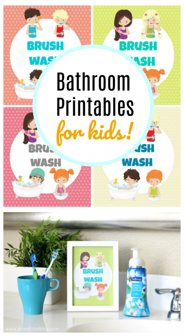 Free Bathroom Printables for Kids Bathroom - Gluesticks Blog