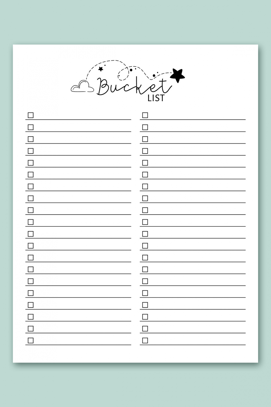 Free Bucket List Printable Templates (summer, travel, etc)