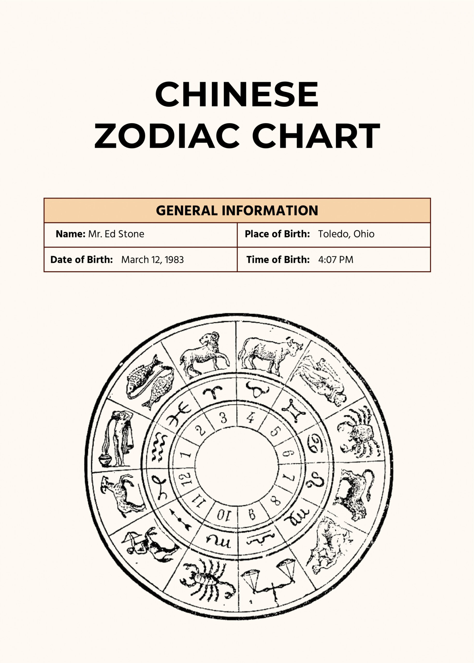 Free Chinese Zodiac Chart Template - Download in PDF, Illustrator