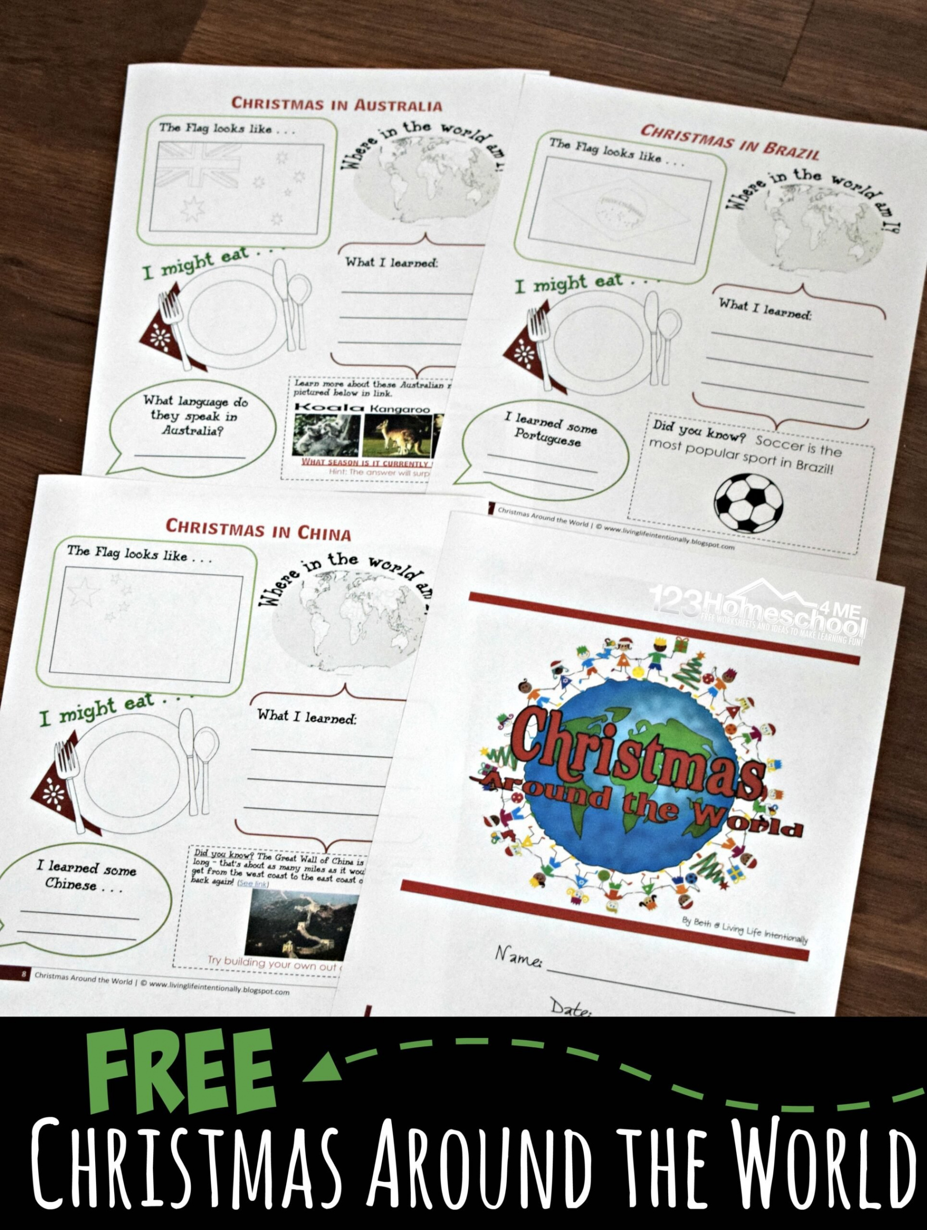 FREE Christmas Around the World Worksheets for Kids + Activities