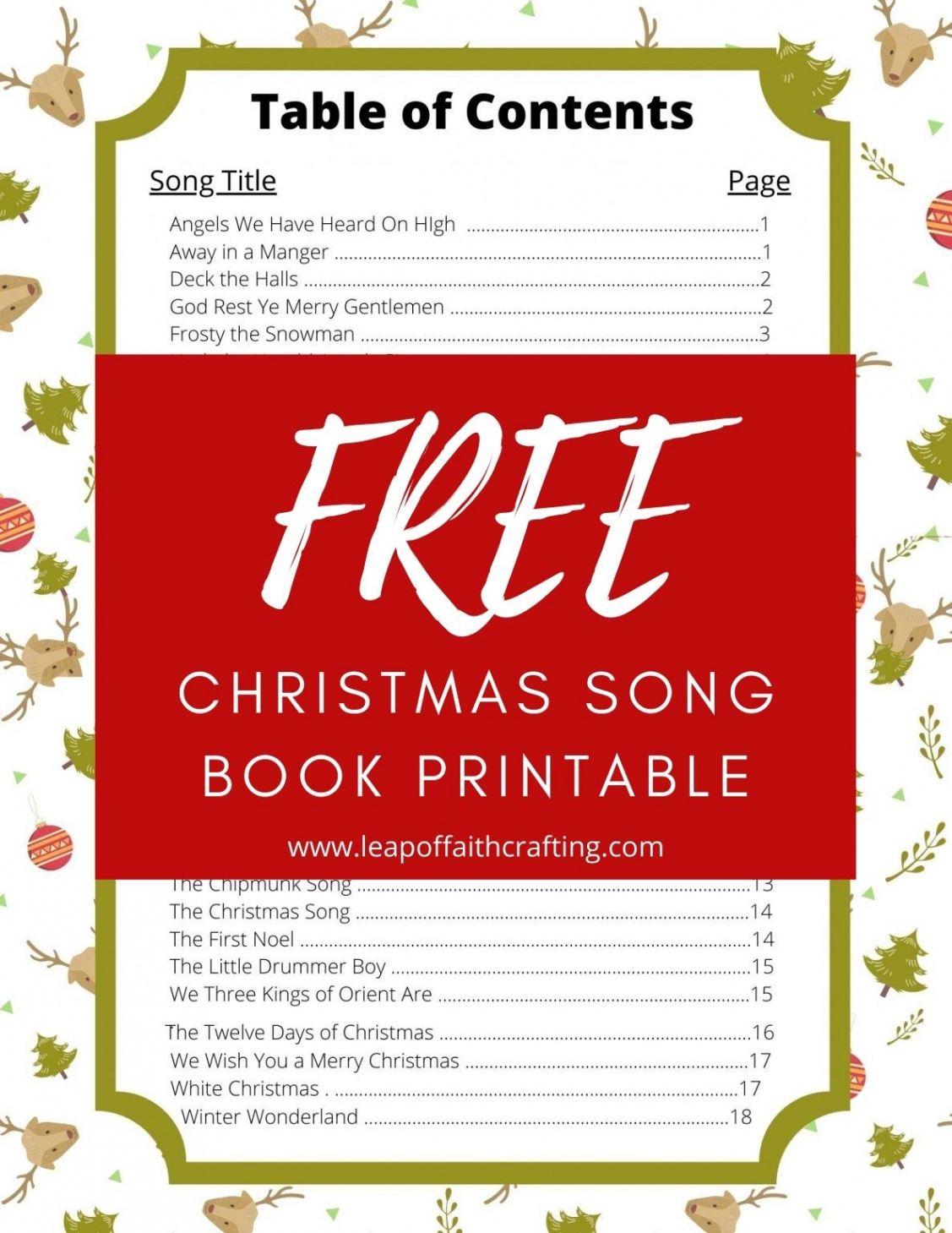 FREE Christmas Carols Lyrics PDF to Print Now! - Leap of Faith