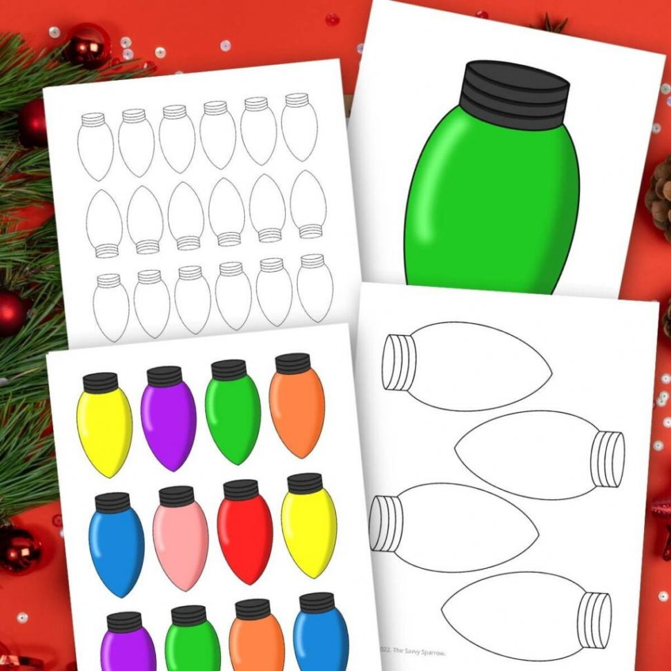 Free Christmas Light Template - Printable for Crafts, Garlands, Etc