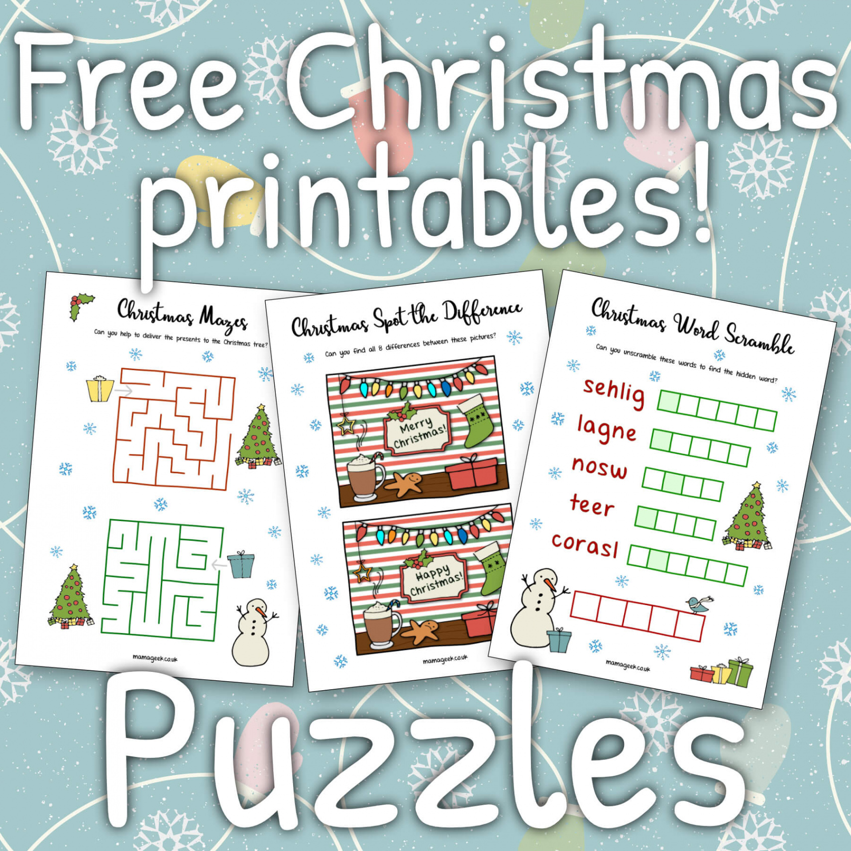 Free Christmas printables – puzzles  Mama Geek