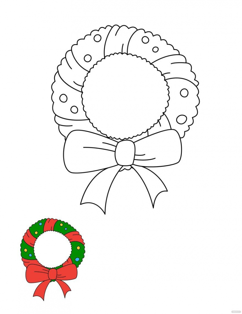 Free Christmas Wreath Coloring Page - Download in PDF, JPG