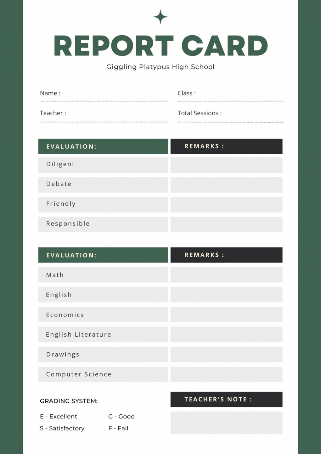 Free custom printable homeschool report card templates  Canva