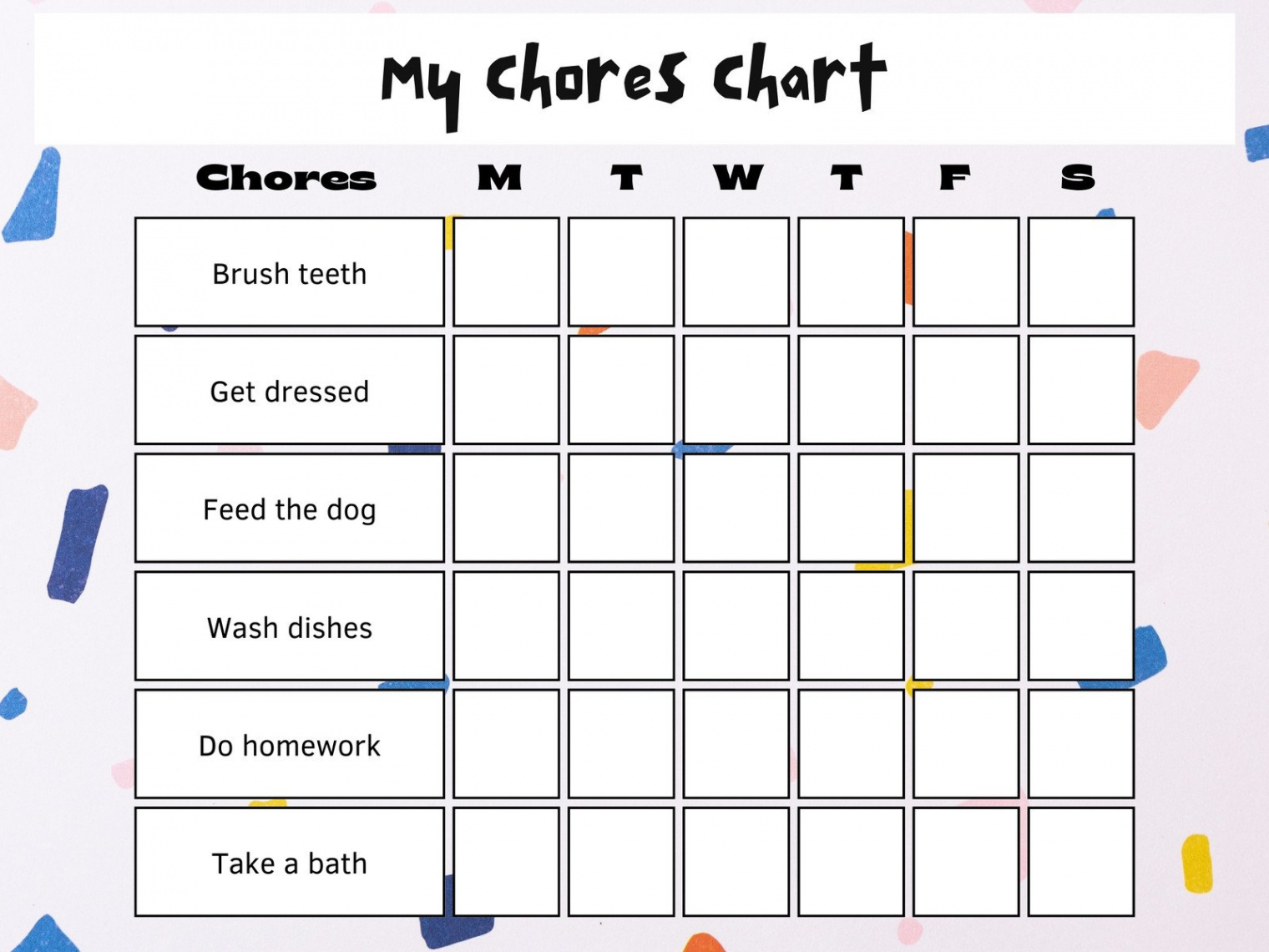 Free customizable chore chart templates to print  Canva