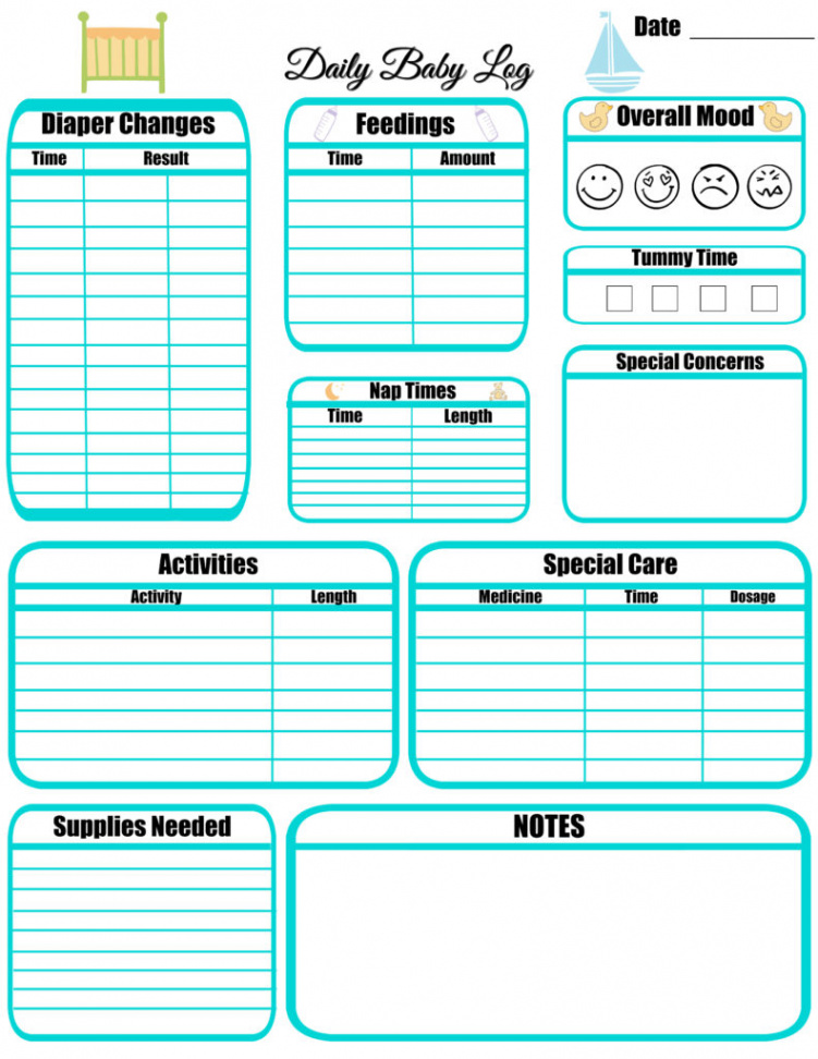 Free Daily Baby Log Printable- Keep Track of Feedings, Diaper