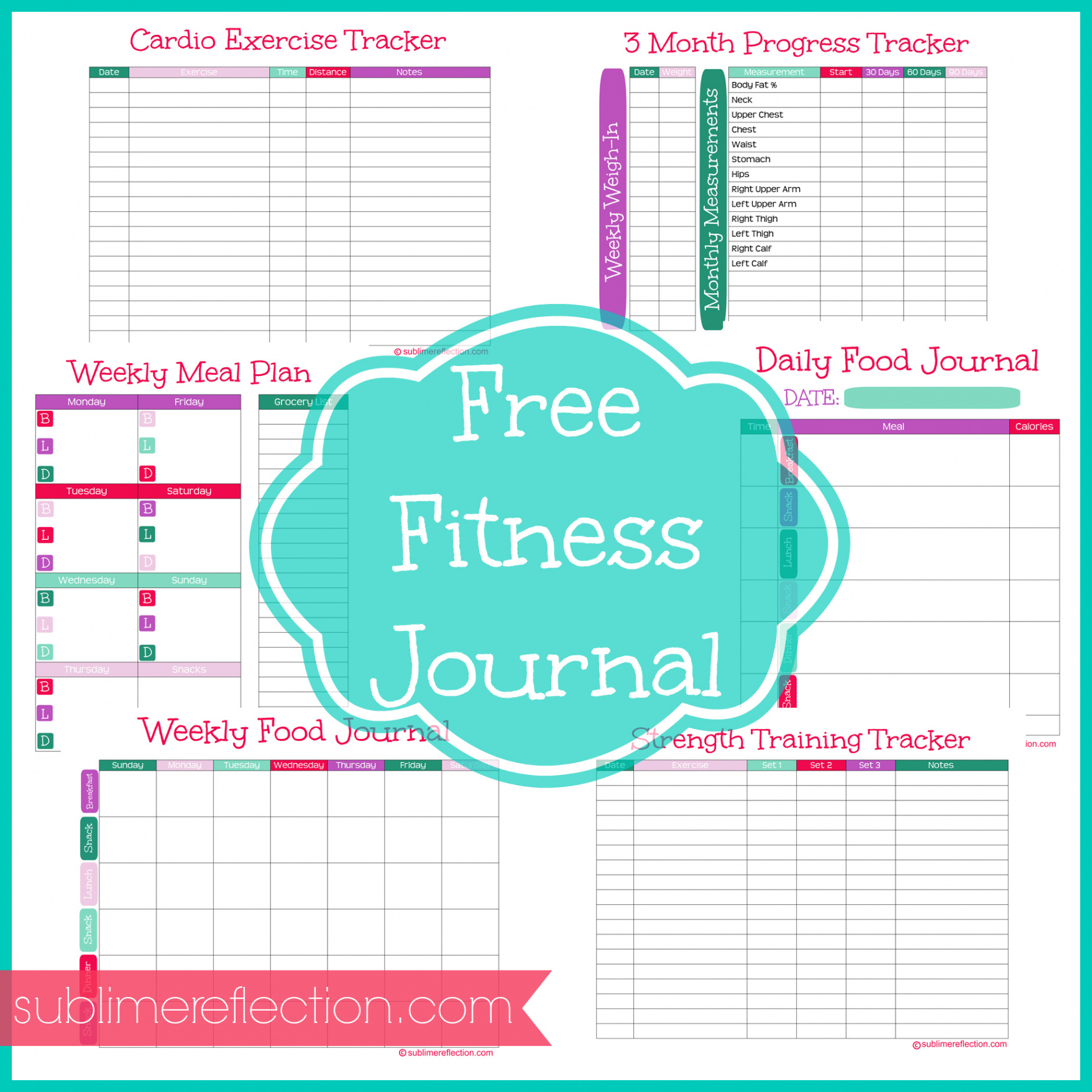 FREE Downloadable Fitness Journal - Sublime Reflection