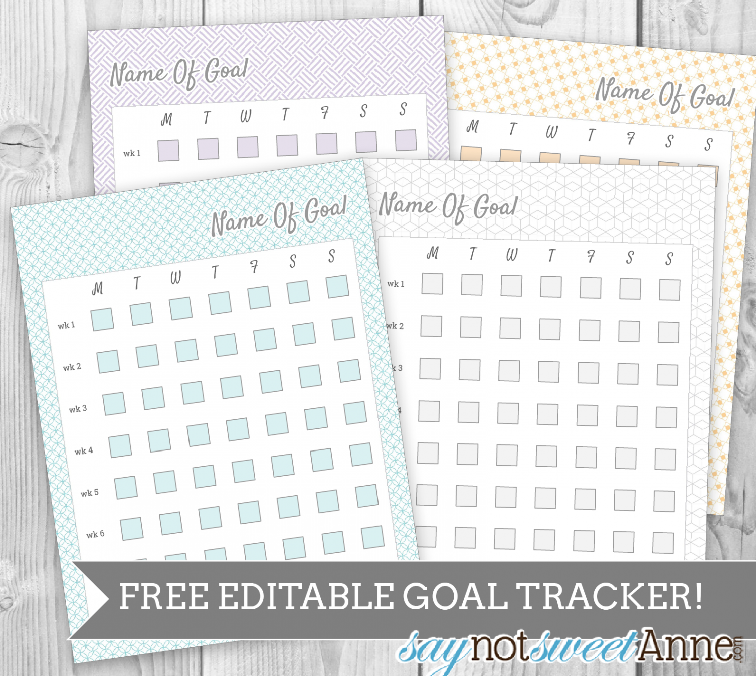 Free Editable & Printable Goal Tracker - Sweet Anne Designs  Goal