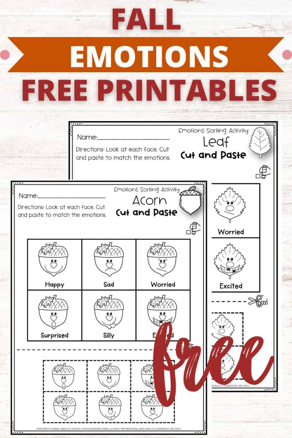 Free Fall Cut and Paste Worksheets: Identifying Emotions - Smart