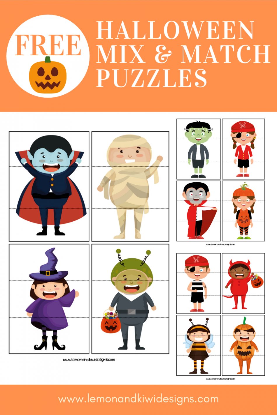 Free Halloween Printable Puzzles - Lemon and Kiwi Designs