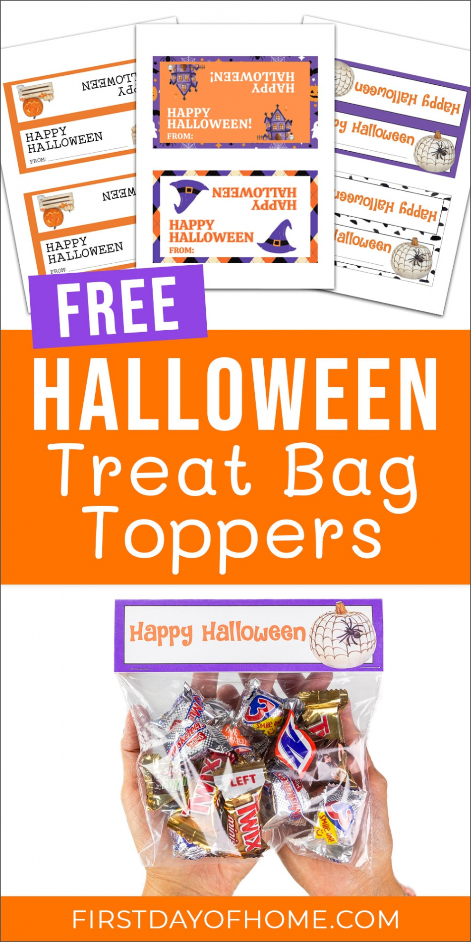 Free Halloween Treat Bag Toppers  First Day of Home