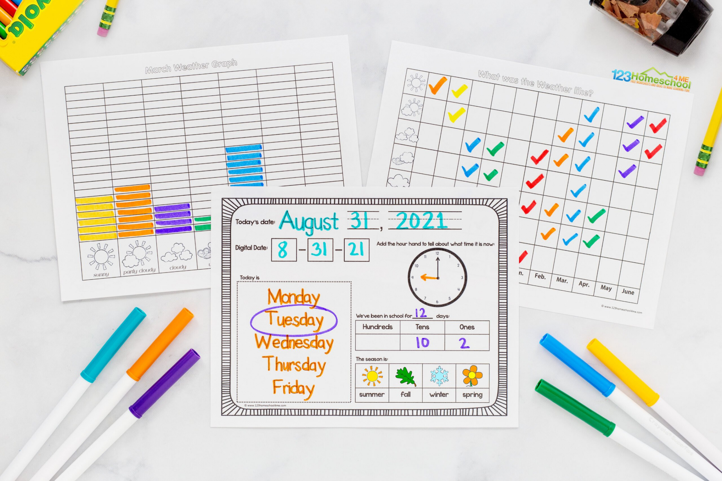 FREE Kindergarten Daily Calendar Printable Worksheets