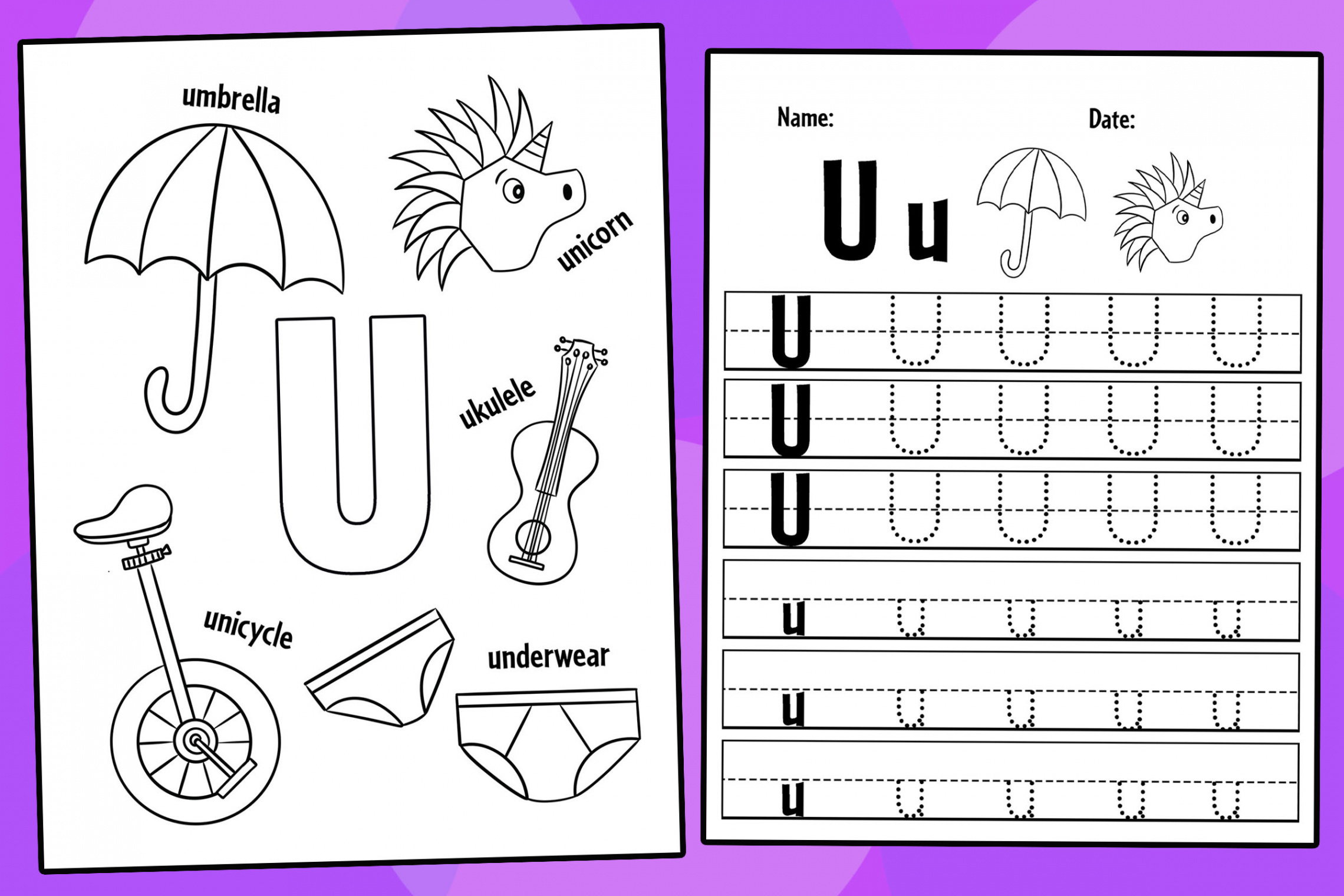 FREE Letter U Worksheets for Preschool ⋆ The Hollydog Blog