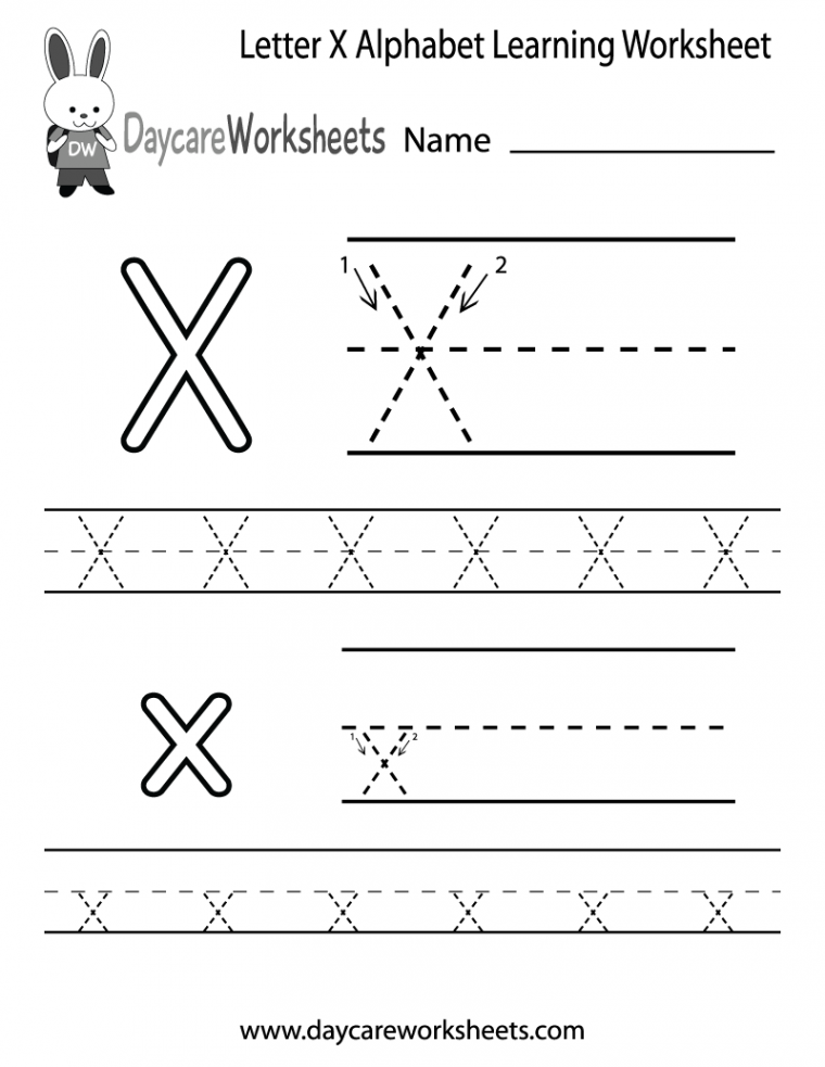 Free Letter X Alphabet Learning Worksheet for Preschool