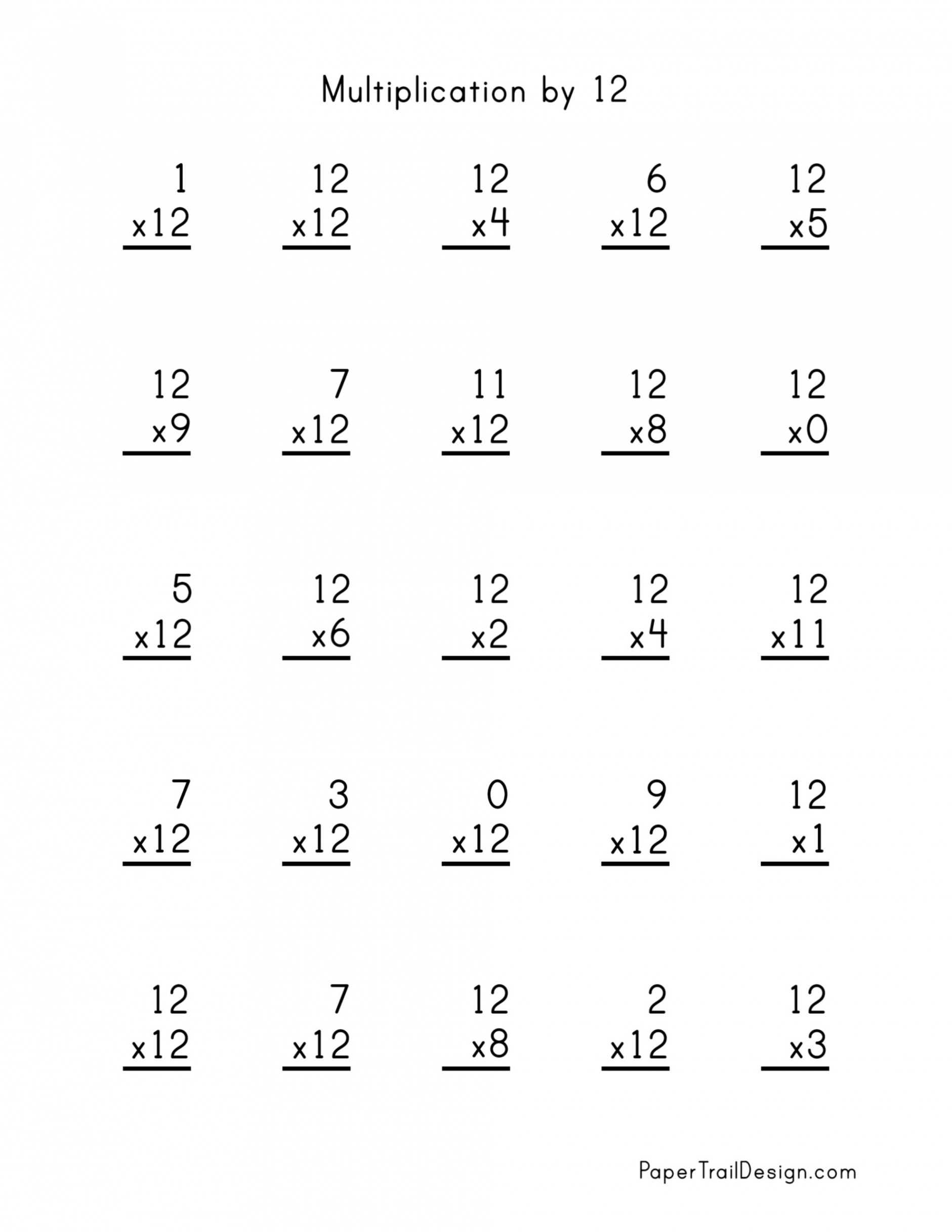 Free Multiplication Worksheets -2 - Paper Trail Design