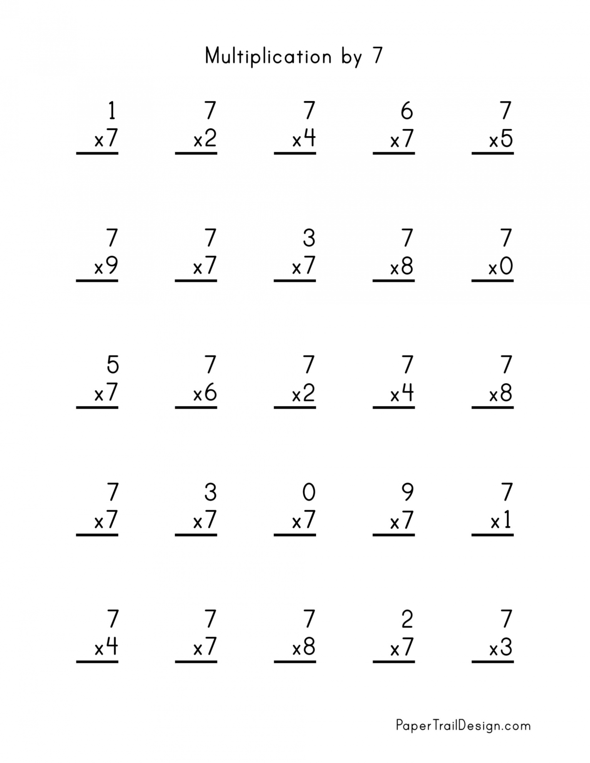 Free Multiplication Worksheets -2 - Paper Trail Design