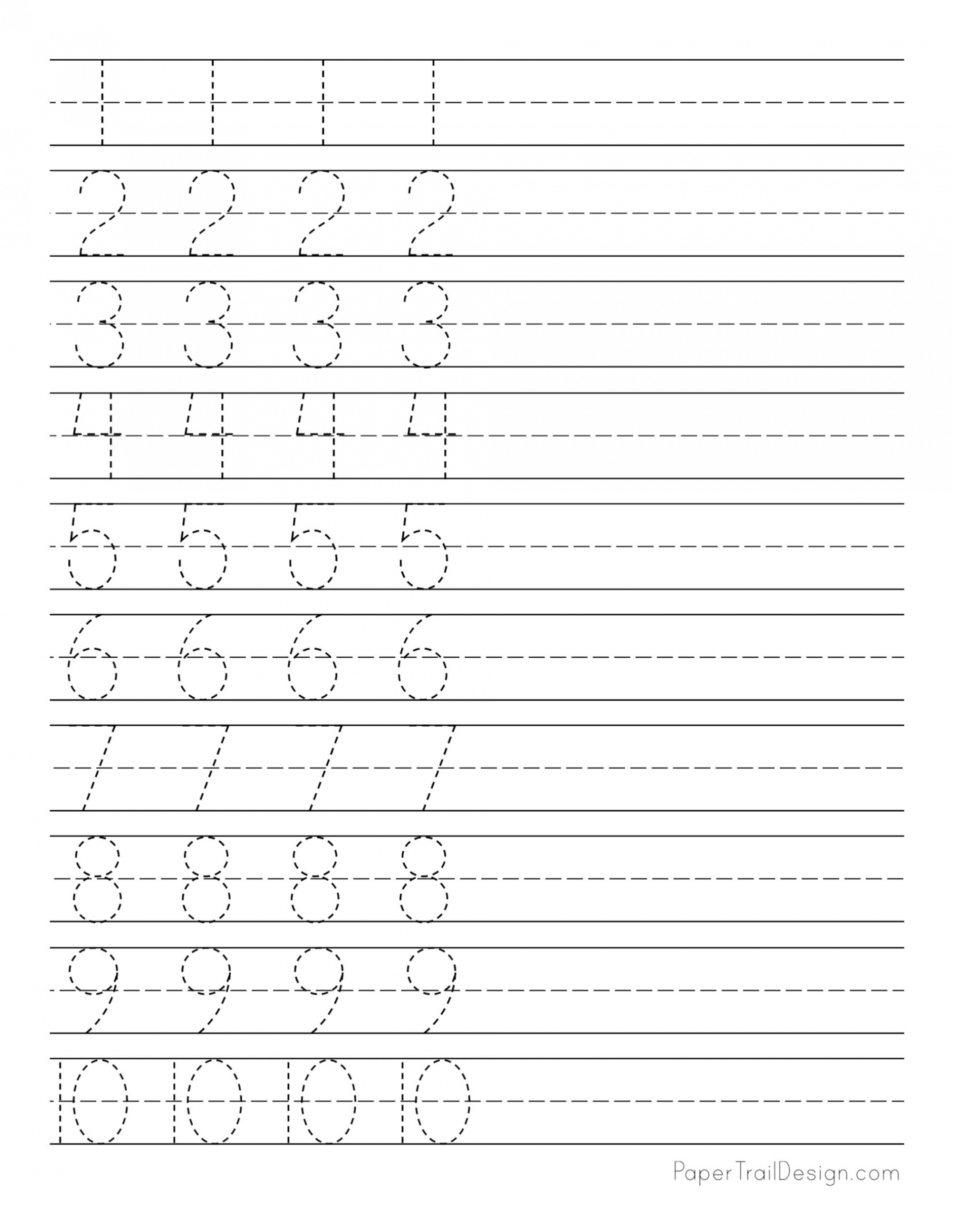 Free Number Tracing Worksheets - Paper Trail Design