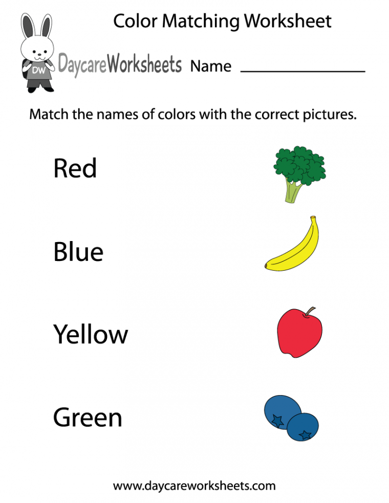 Free Preschool Color Matching Worksheet