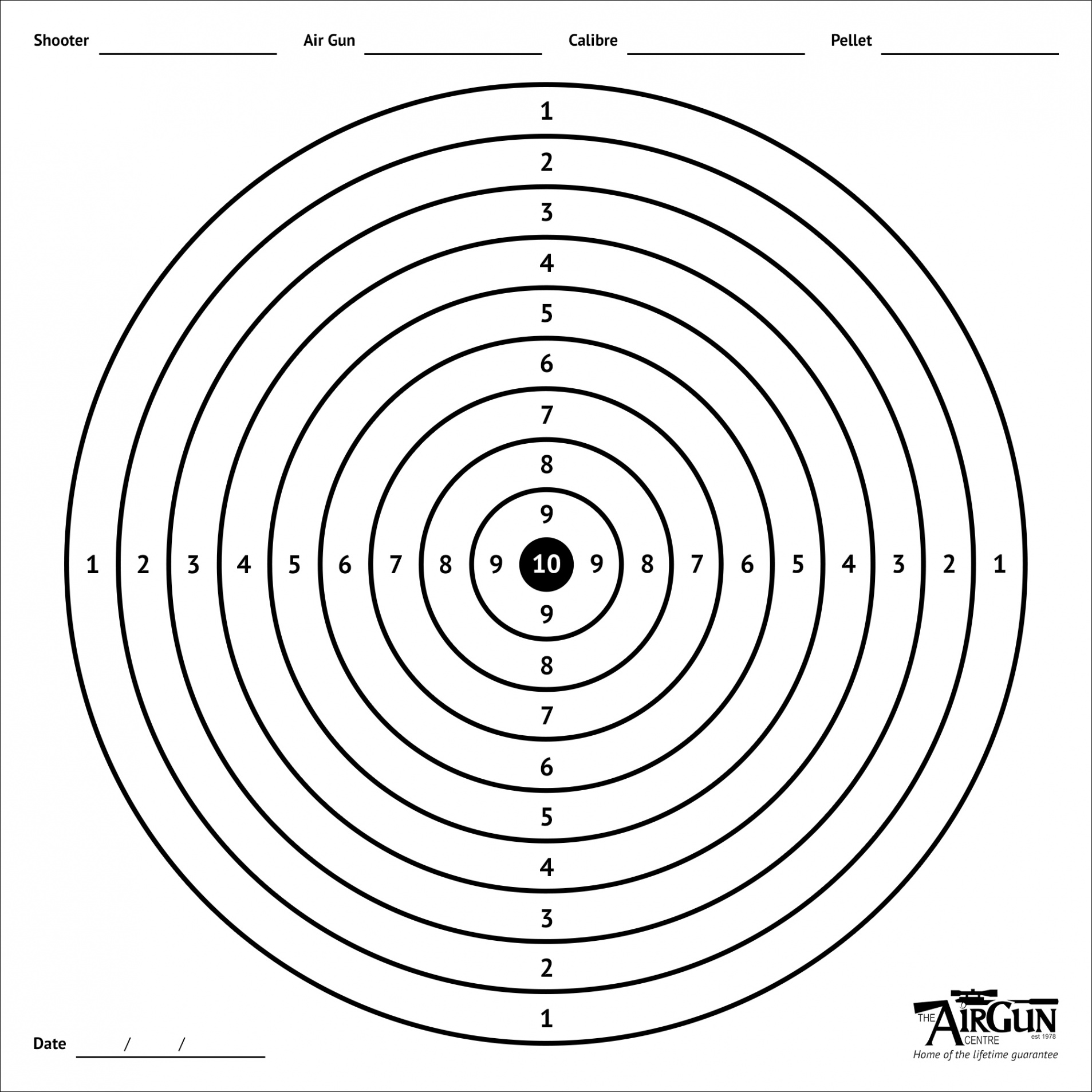 Free Printable Air Rifle Targets (A, cm & 1cm) - The Airgun Centre