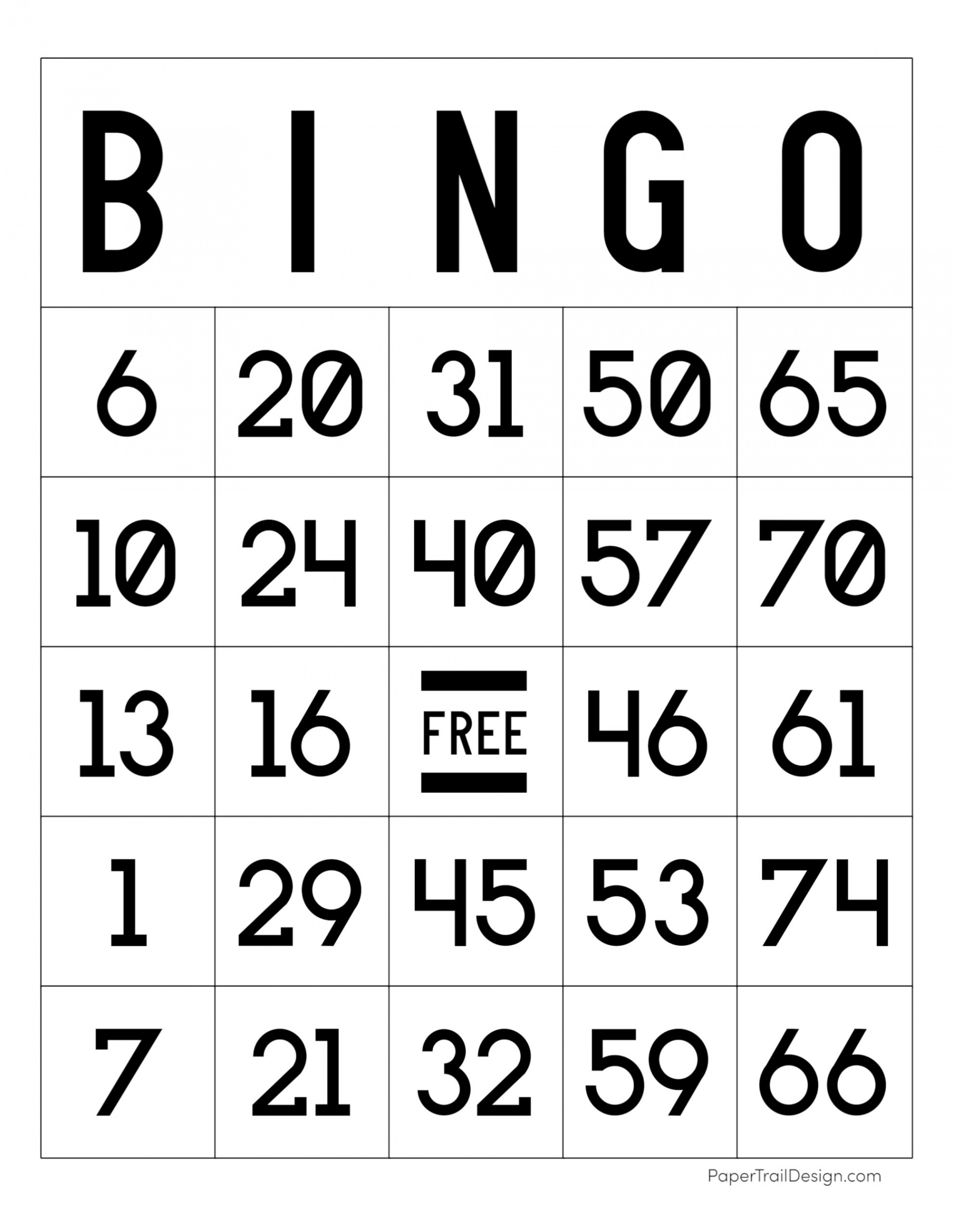 Free Printable Bingo Cards - Paper Trail Design