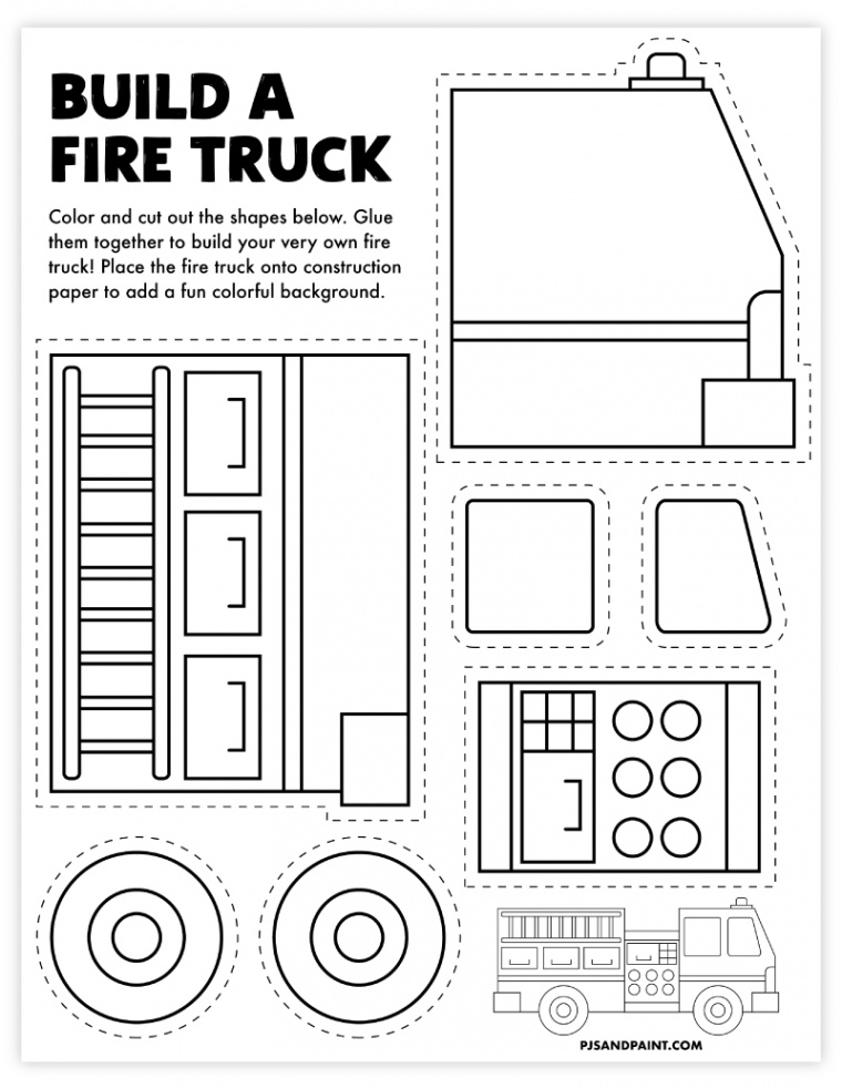 Free Printable Build a Fire Truck Craft - Pjs and Paint