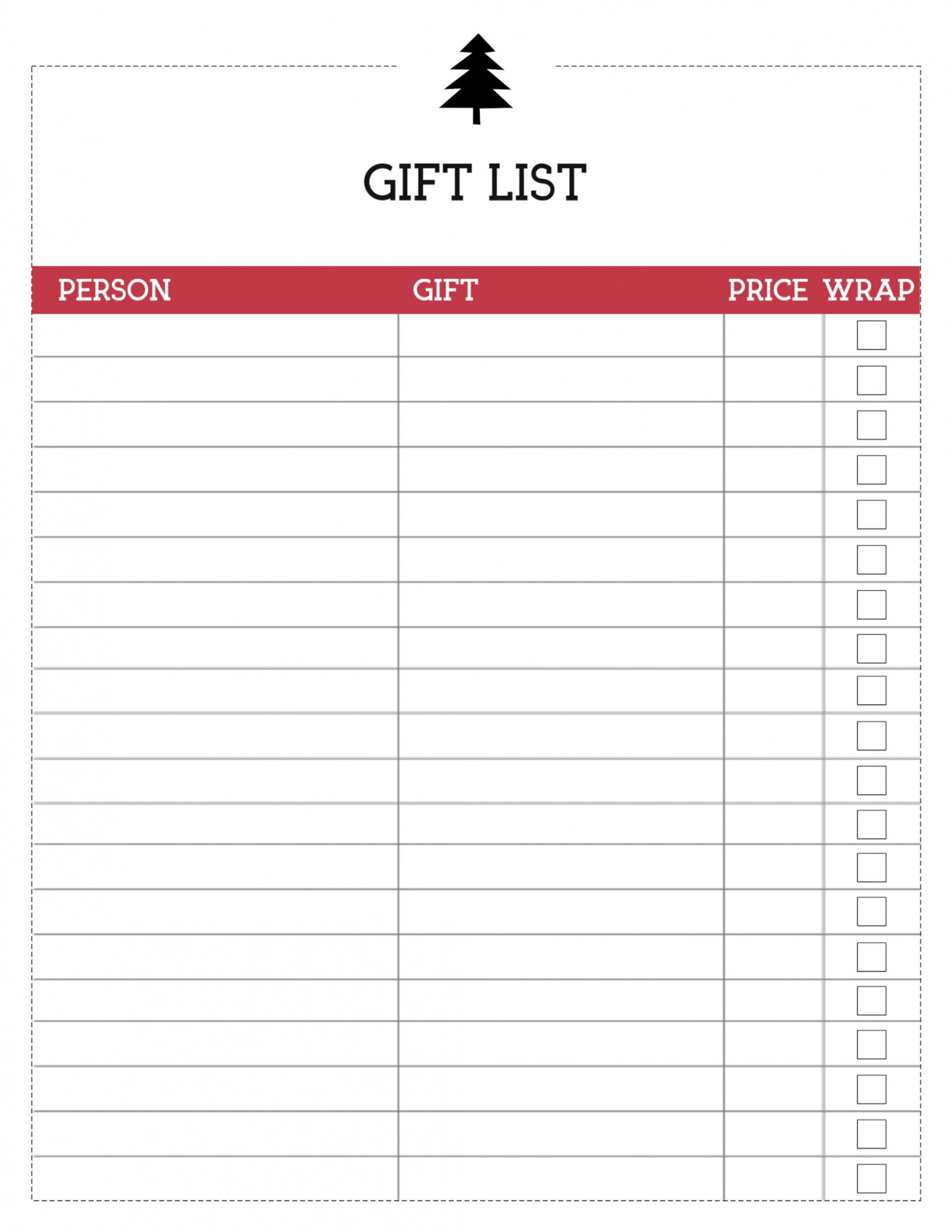 Free Printable Christmas List Template Gift List - Paper Trail