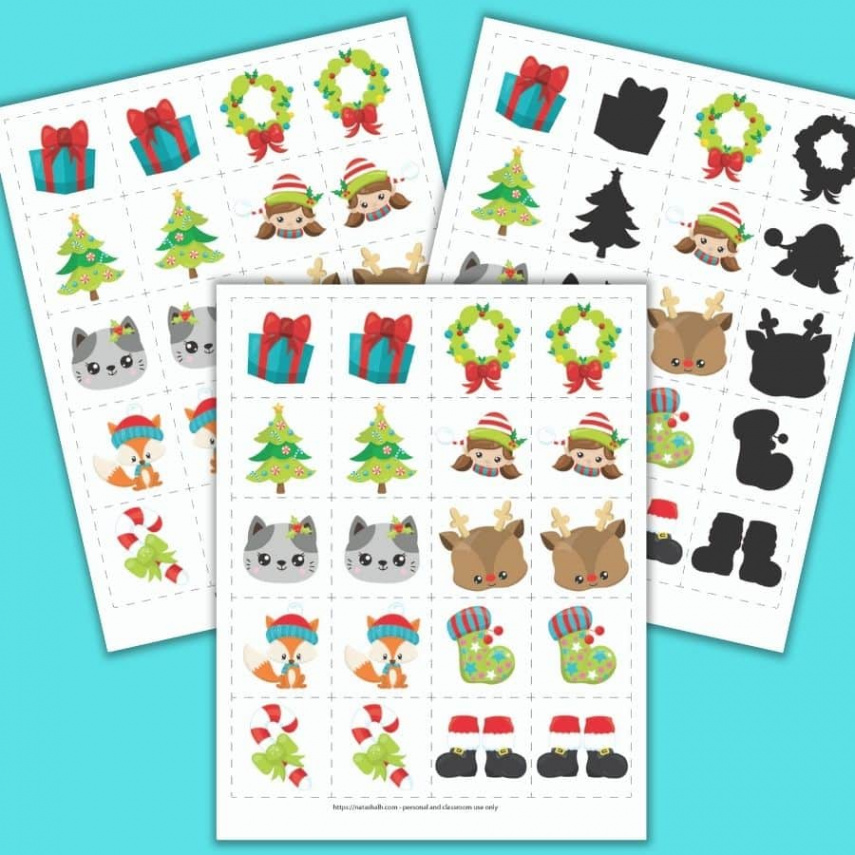 Free Printable Christmas Matching Cards (educational low-prep fun