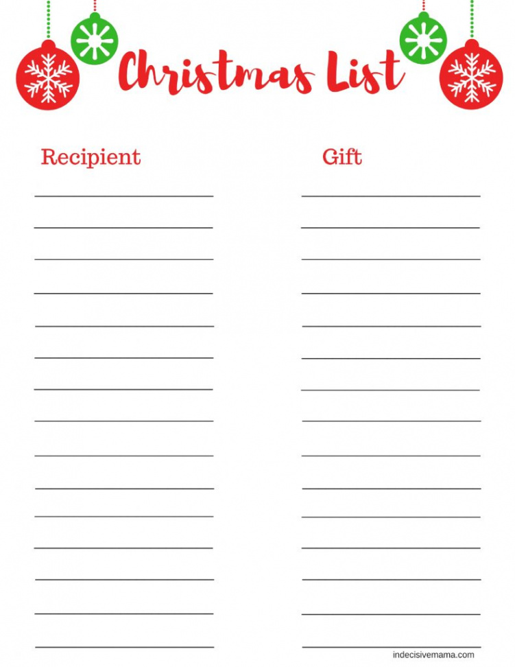 Free Printable Christmas Shopping List - Organization Obsessed