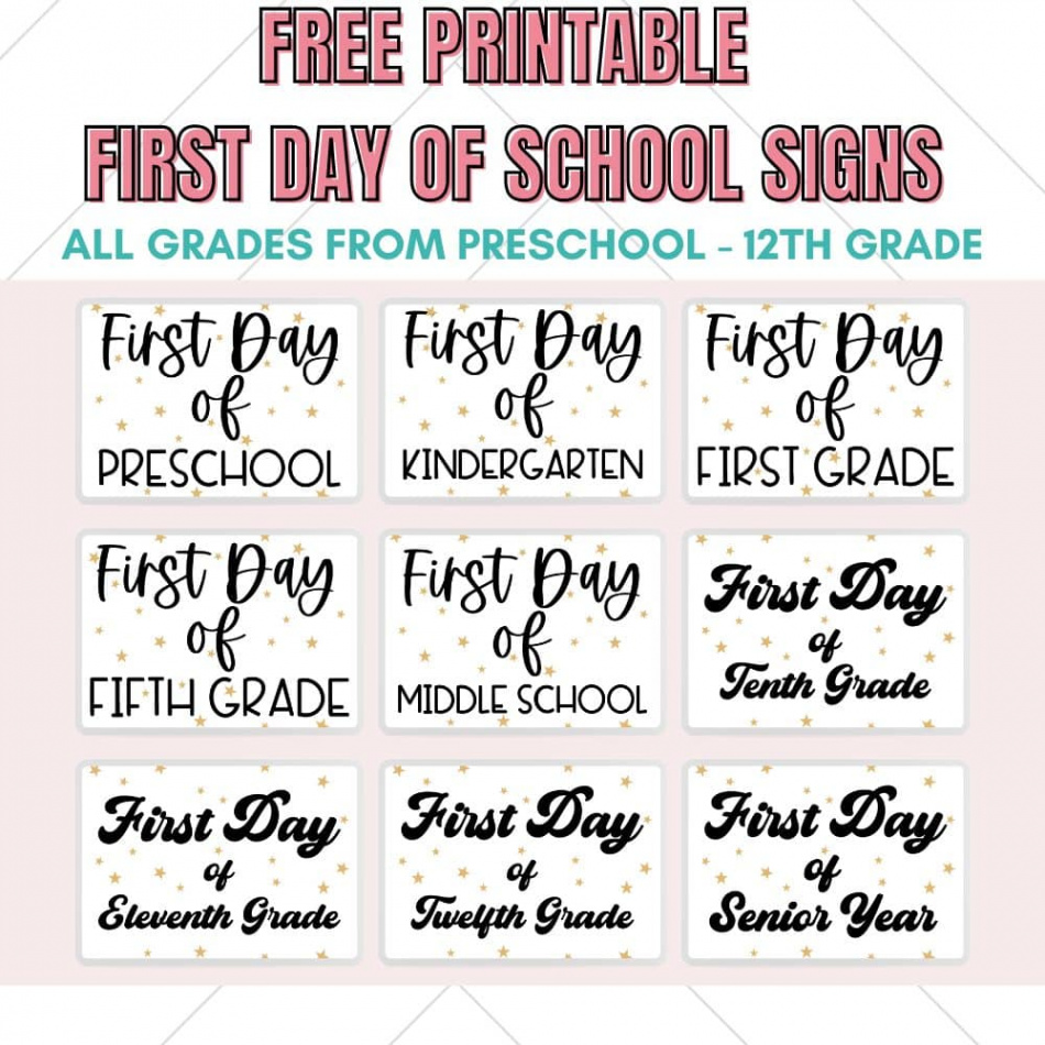 Free Printable First Day of School Signs for Back to School - The