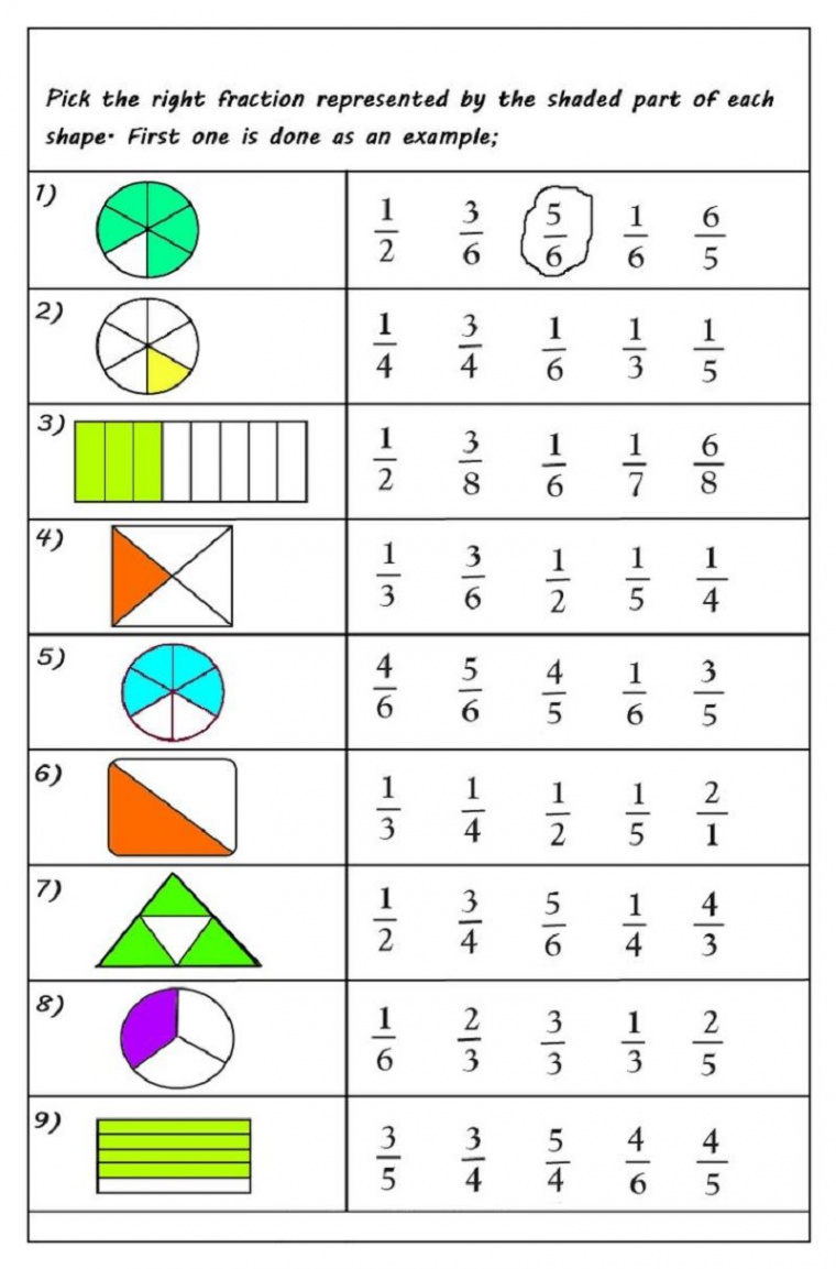 Free Printable Fractions Worksheets for   Educative Printable