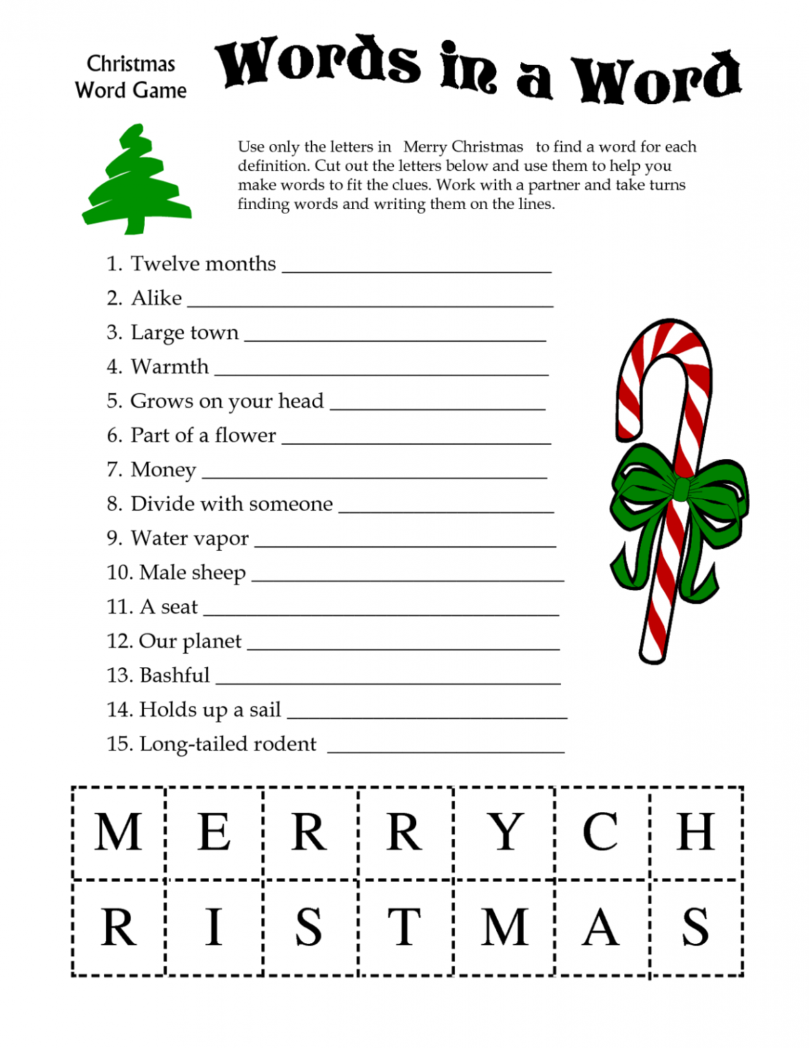 Free Printable Games for Adults  Christmas worksheets, Printable