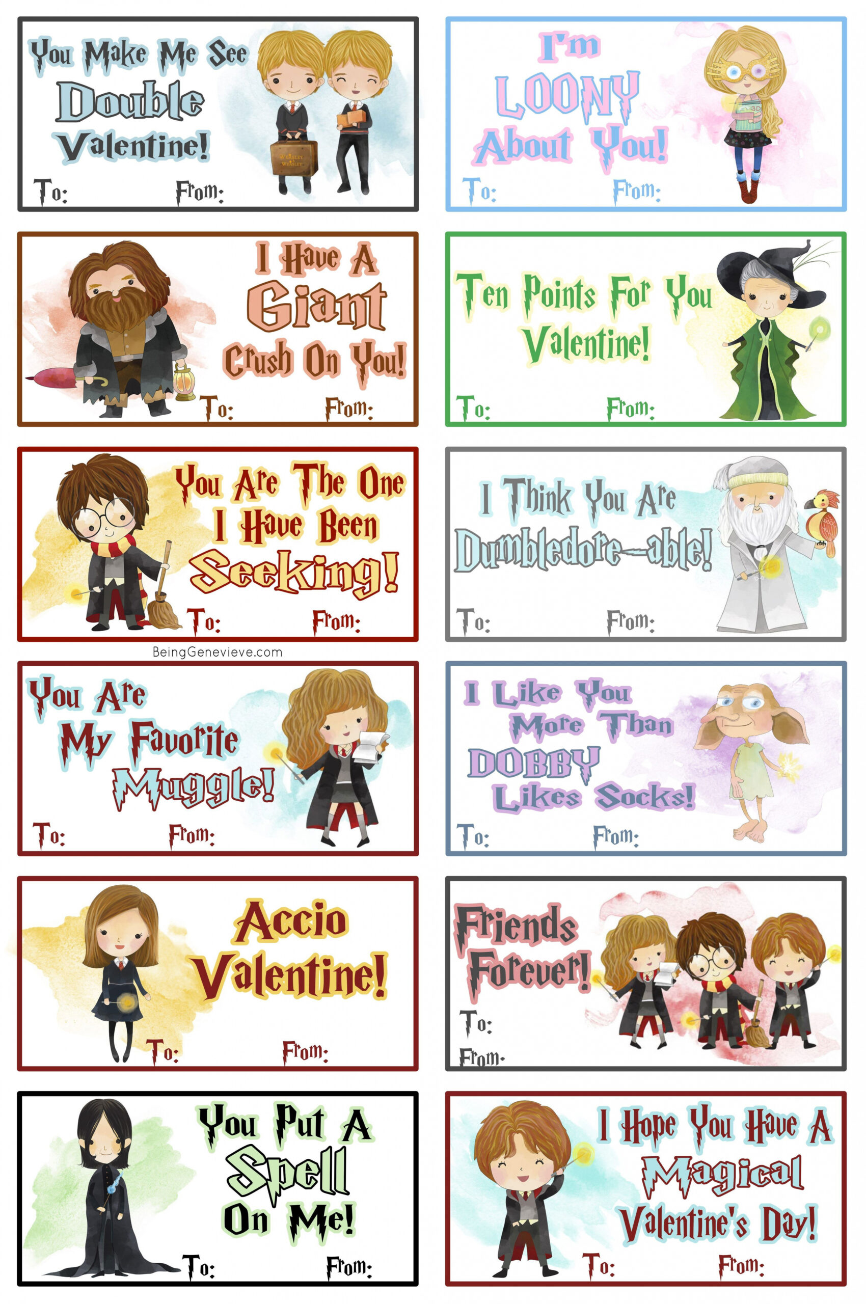 Free Printable Harry Potter valentines