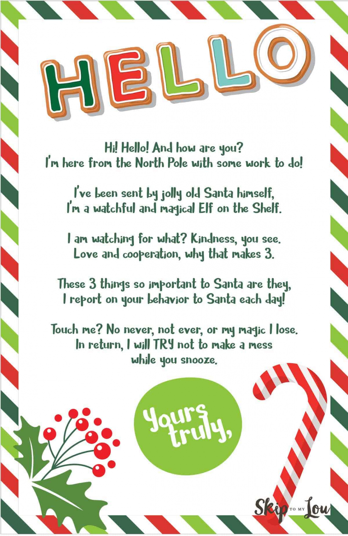 Free Printable Hello and Goodbye Elf Letters  Skip To My Lou