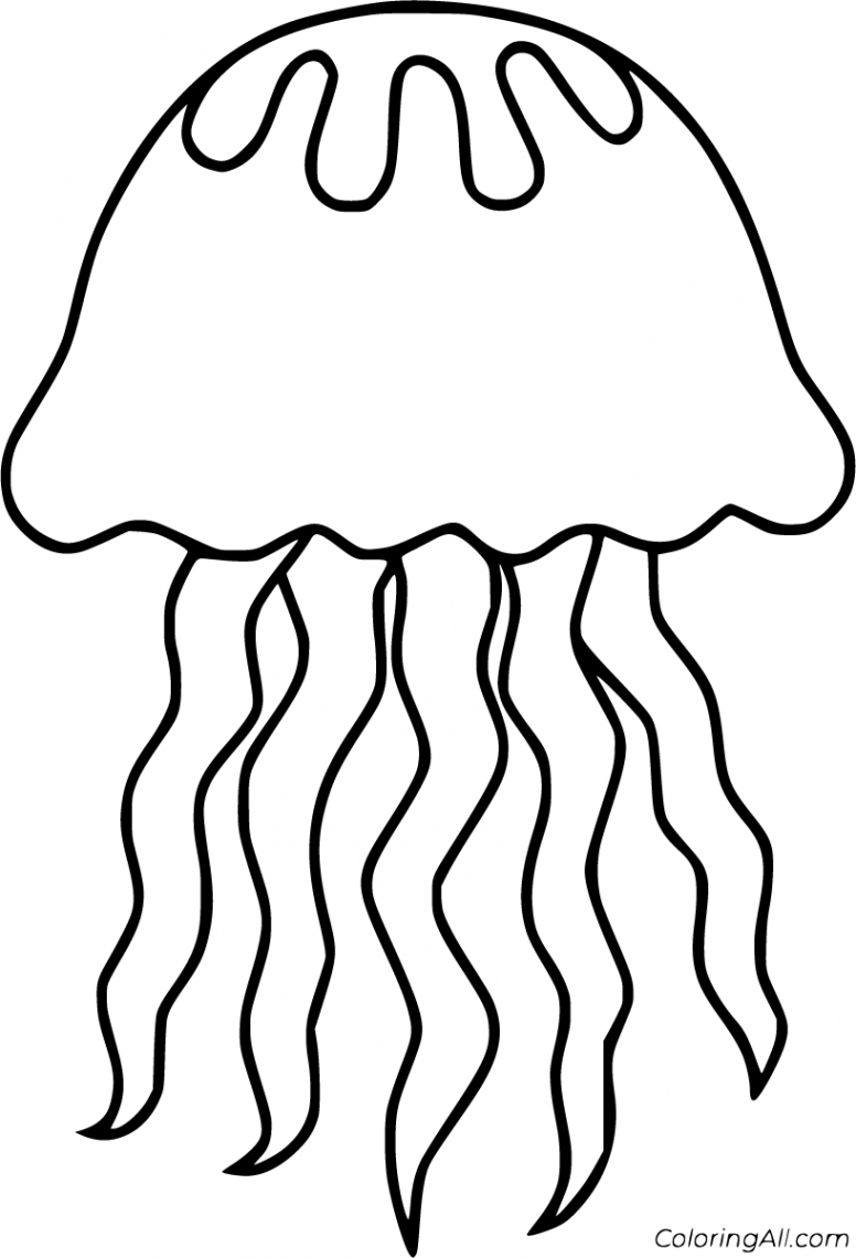 free printable Jellyfish coloring pages in vector format, easy