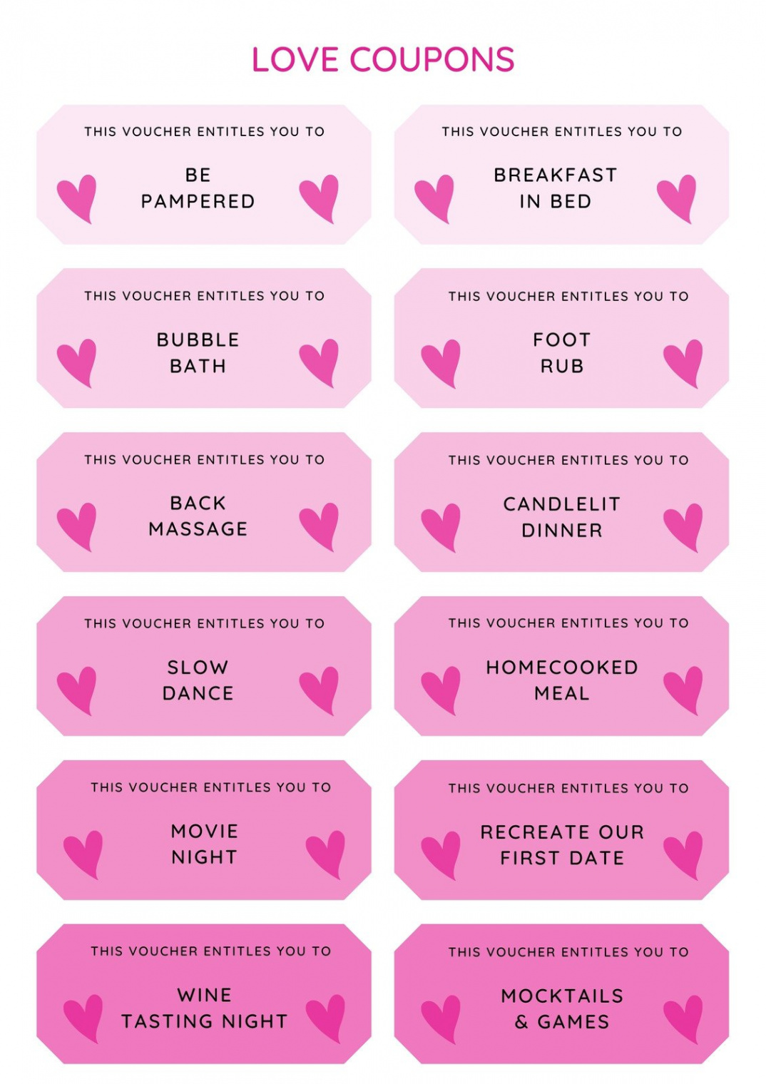 Free printable love coupon templates  Canva