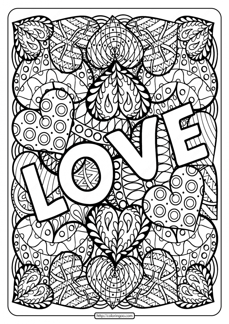 Free Printable Love Pdf Coloring Page  Love coloring pages, Heart