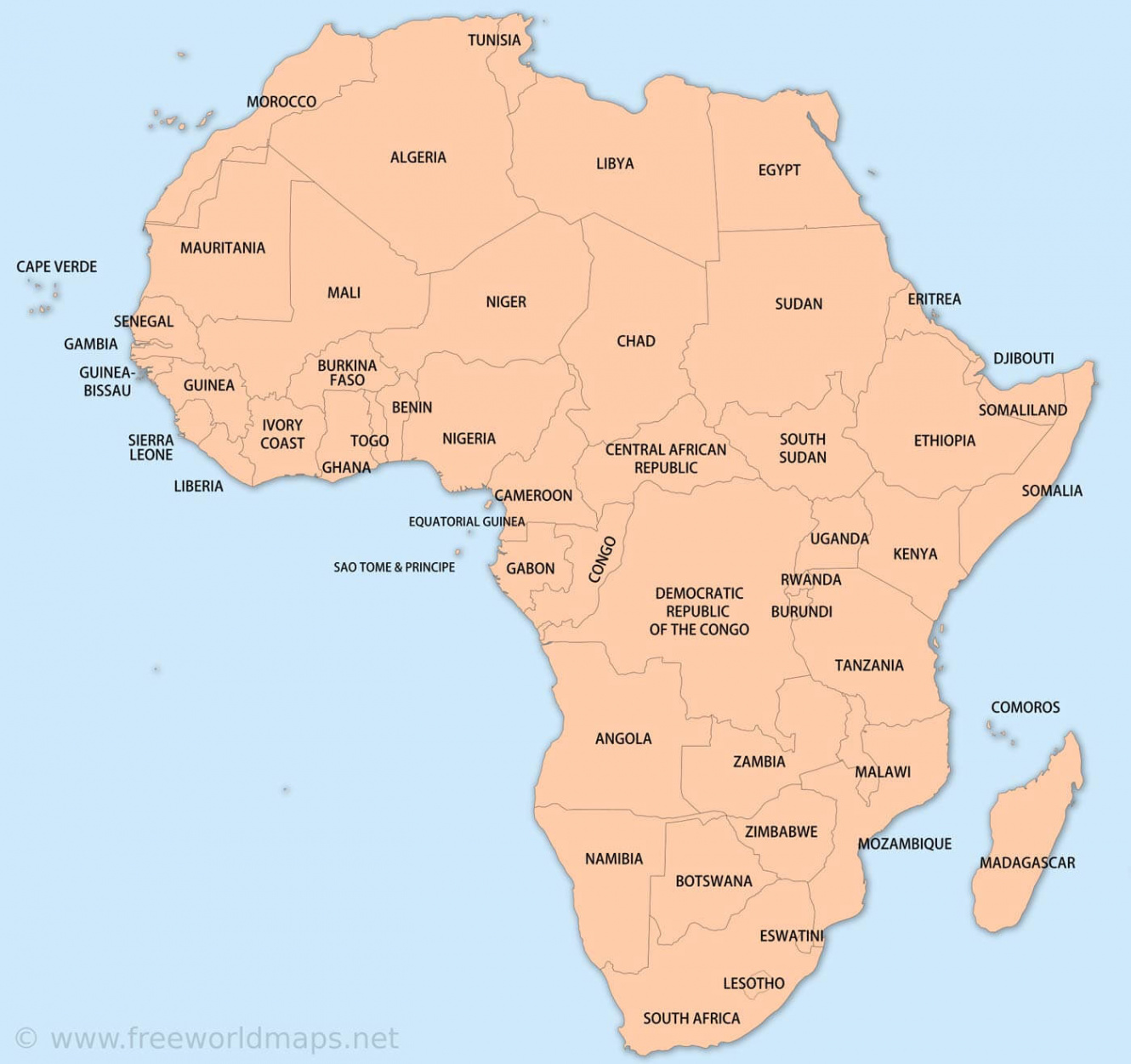 Free printable maps of Africa