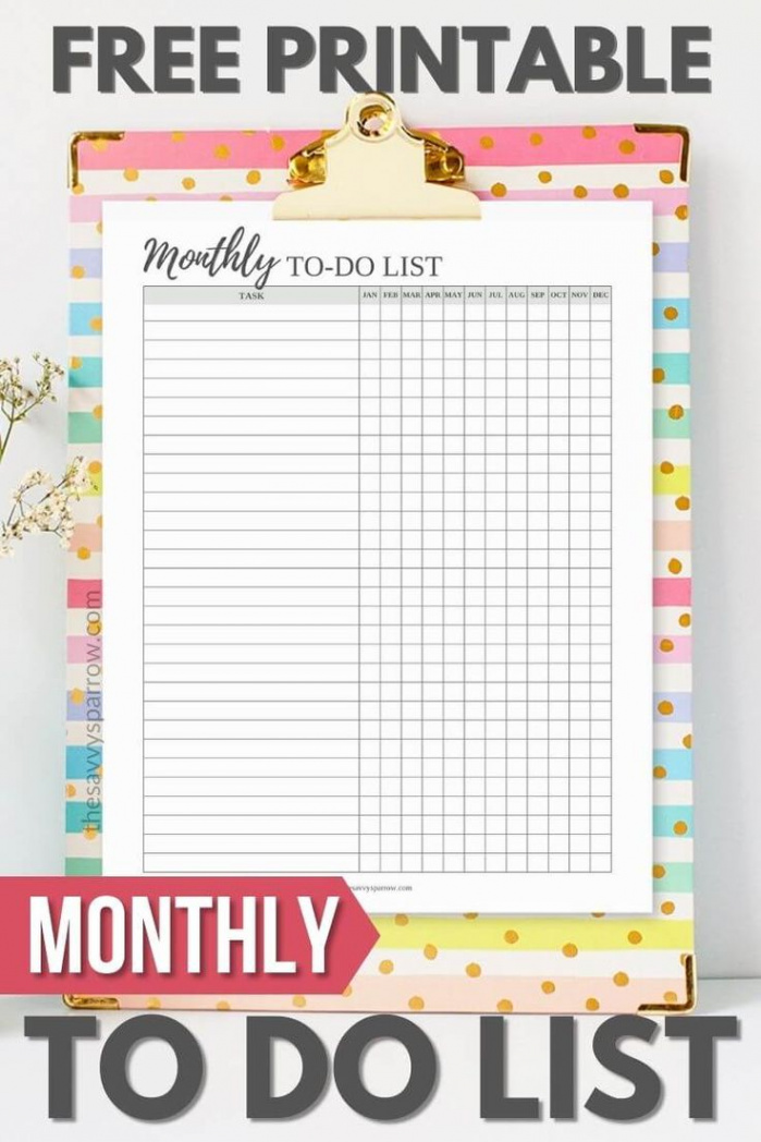 Free Printable Monthly To Do Lists!  Planner printables free